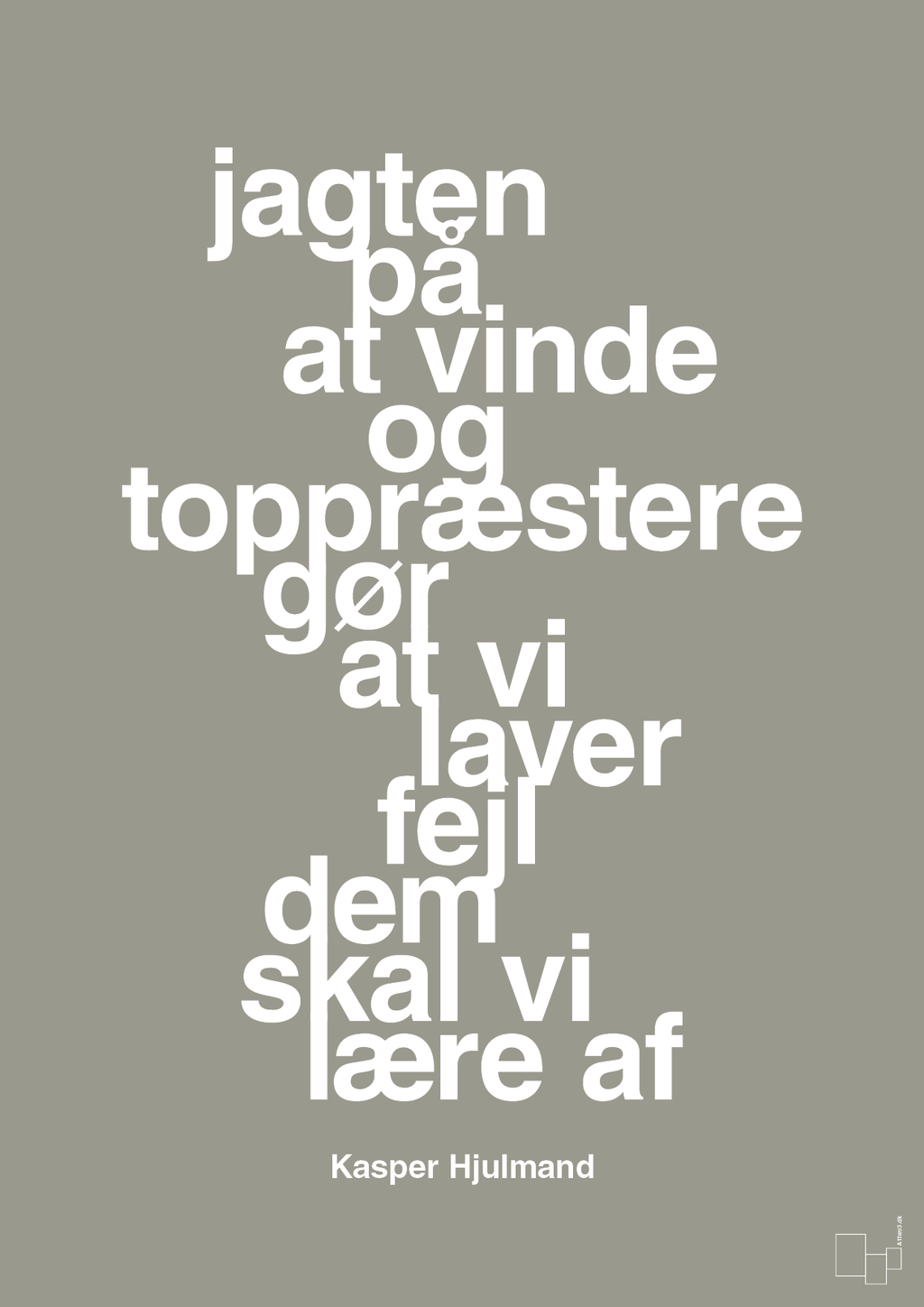 plakat: jagten på at vinde og toppræstere gør at vi laver fejl dem skal vi lære af - battleship gray-Fodbold-A1two3