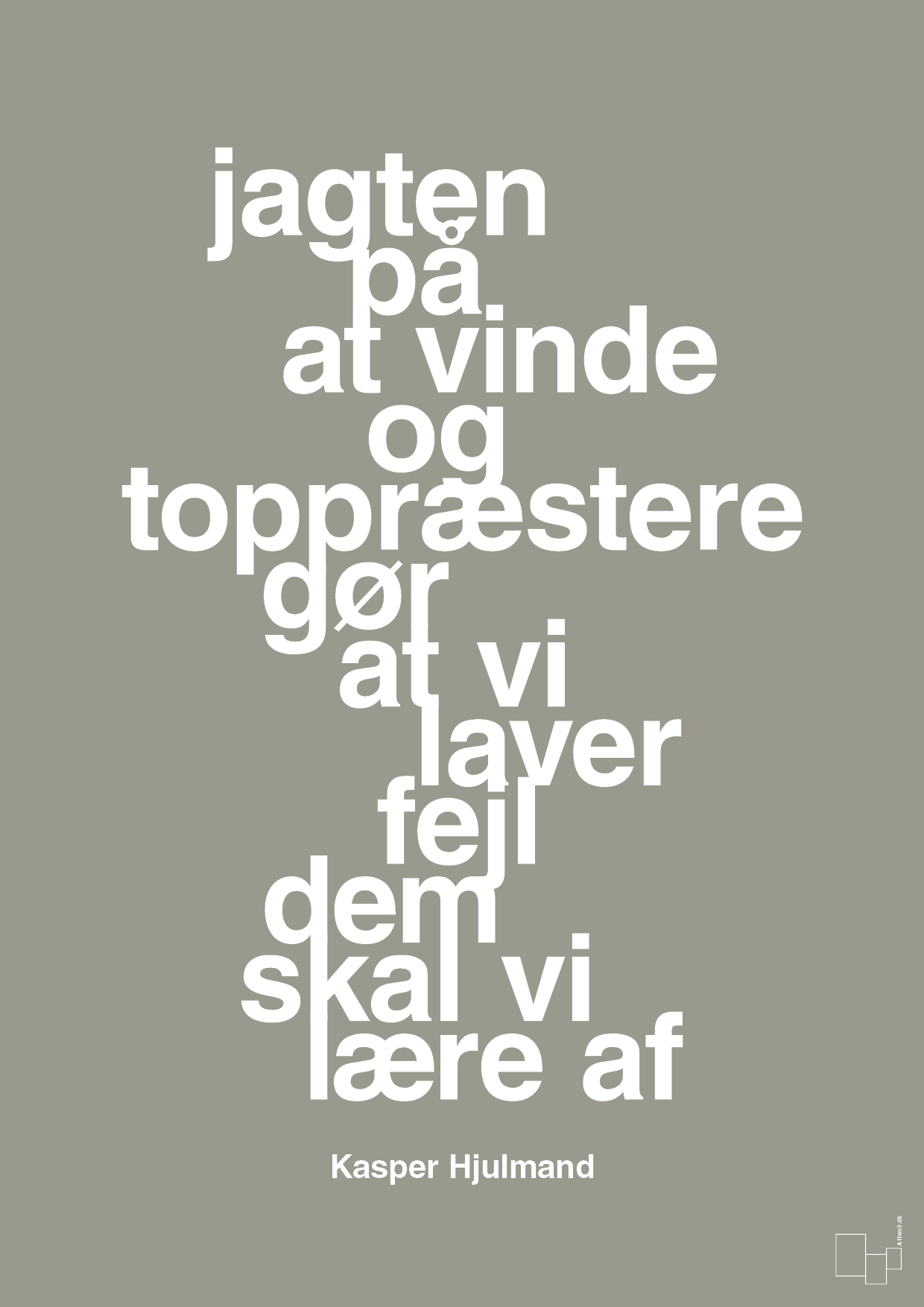 plakat: jagten på at vinde og toppræstere gør at vi laver fejl dem skal vi lære af - battleship gray-Fodbold-A1two3