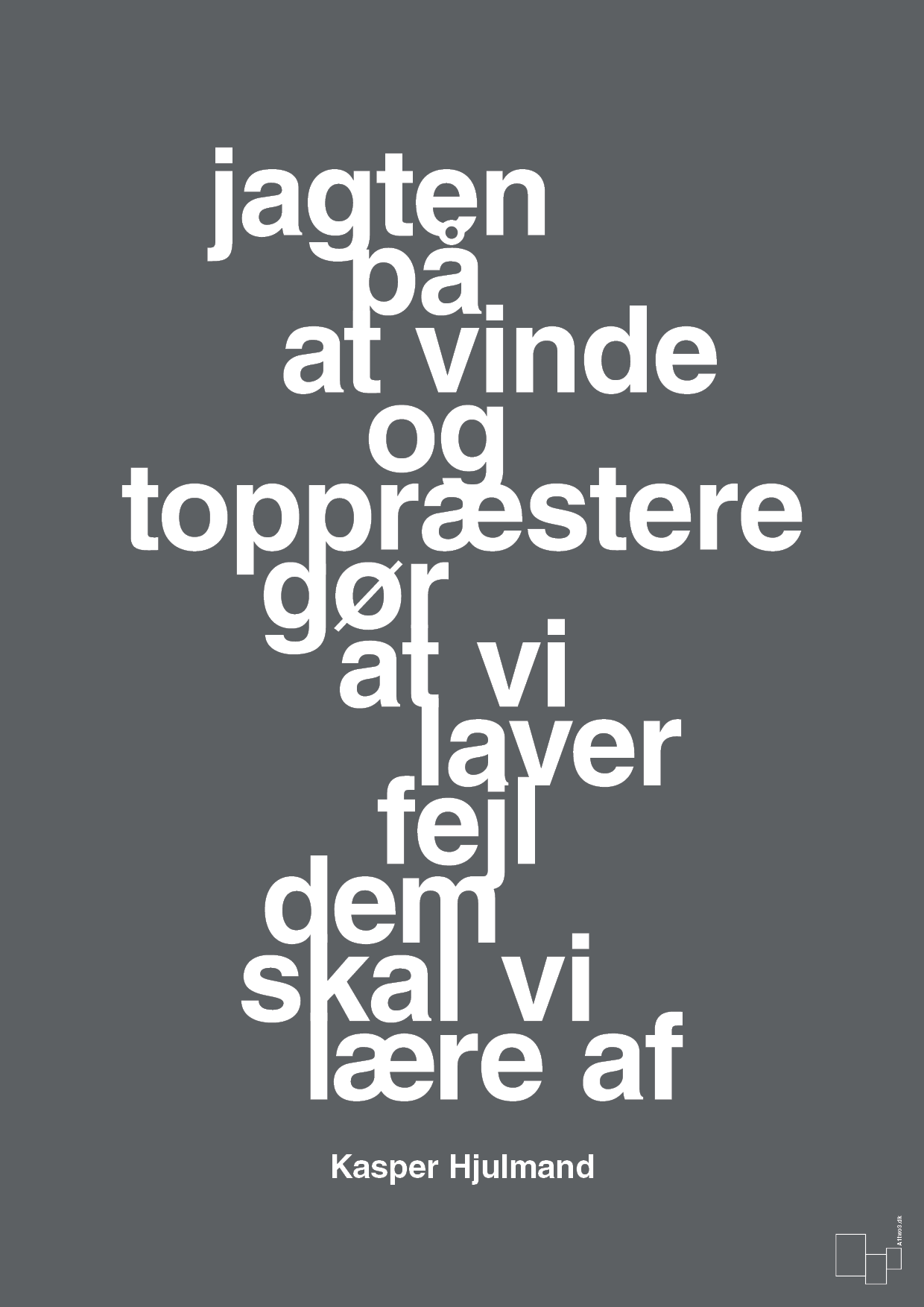 plakat: jagten på at vinde og toppræstere gør at vi laver fejl dem skal vi lære af - graphic charcoal-Fodbold-A1two3