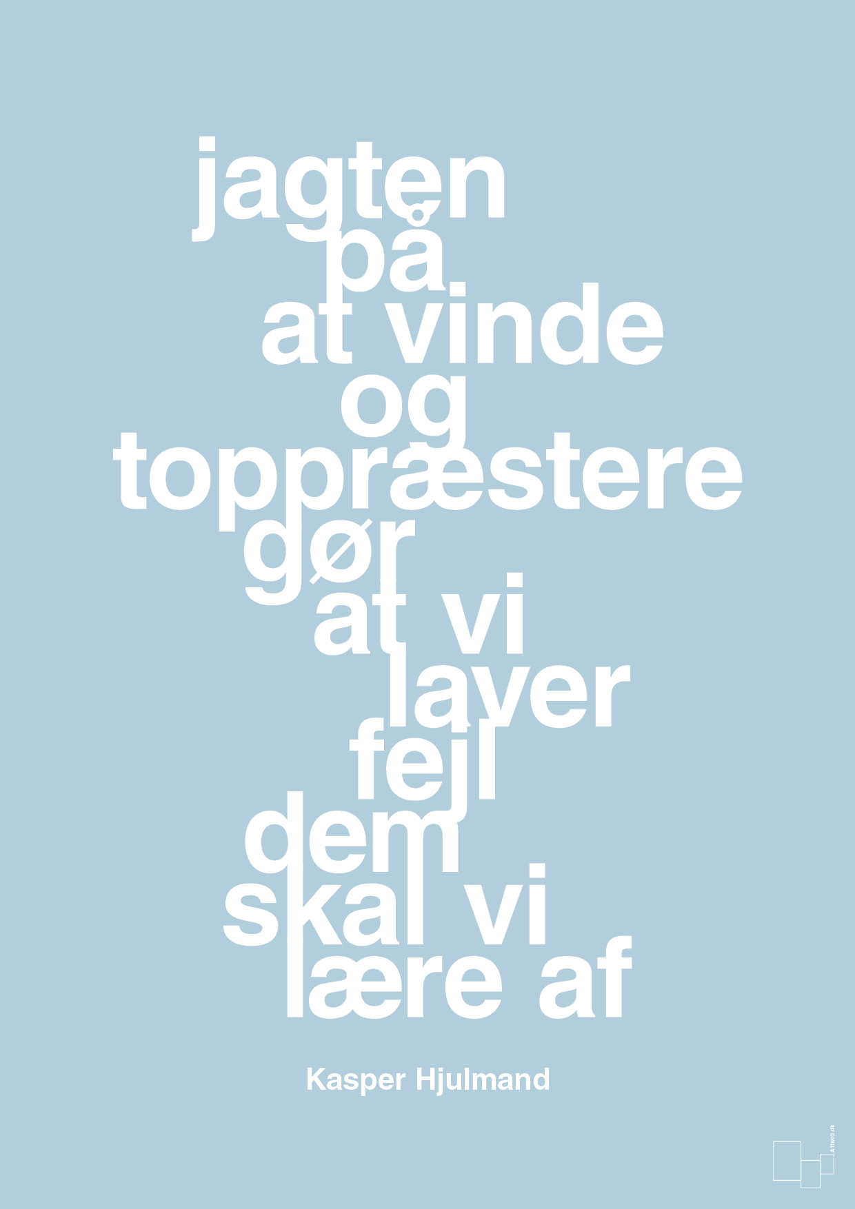 plakat: jagten på at vinde og toppræstere gør at vi laver fejl dem skal vi lære af - heavenly blue-Fodbold-A1two3
