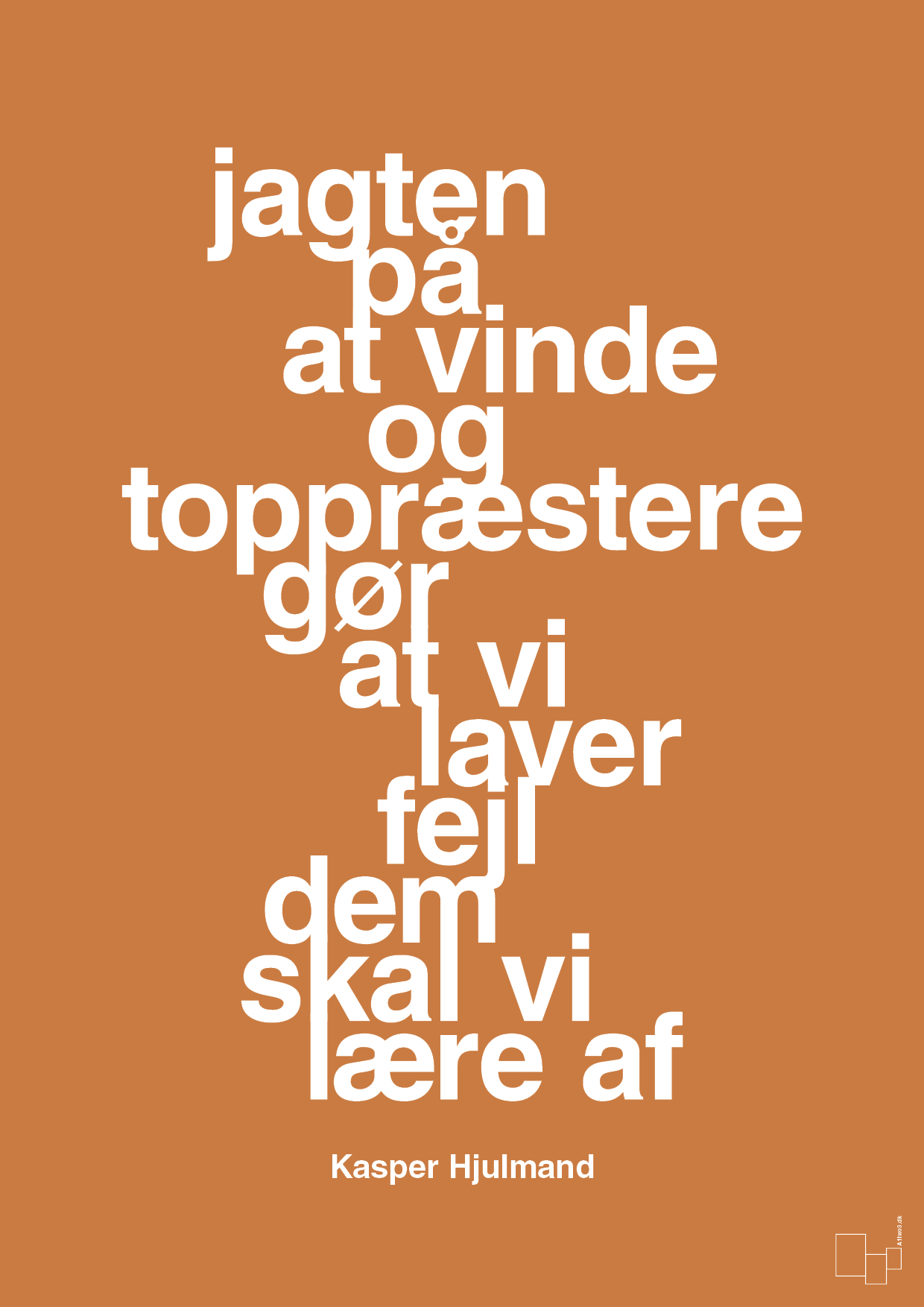 plakat: jagten på at vinde og toppræstere gør at vi laver fejl dem skal vi lære af - rumba orange-Fodbold-A1two3
