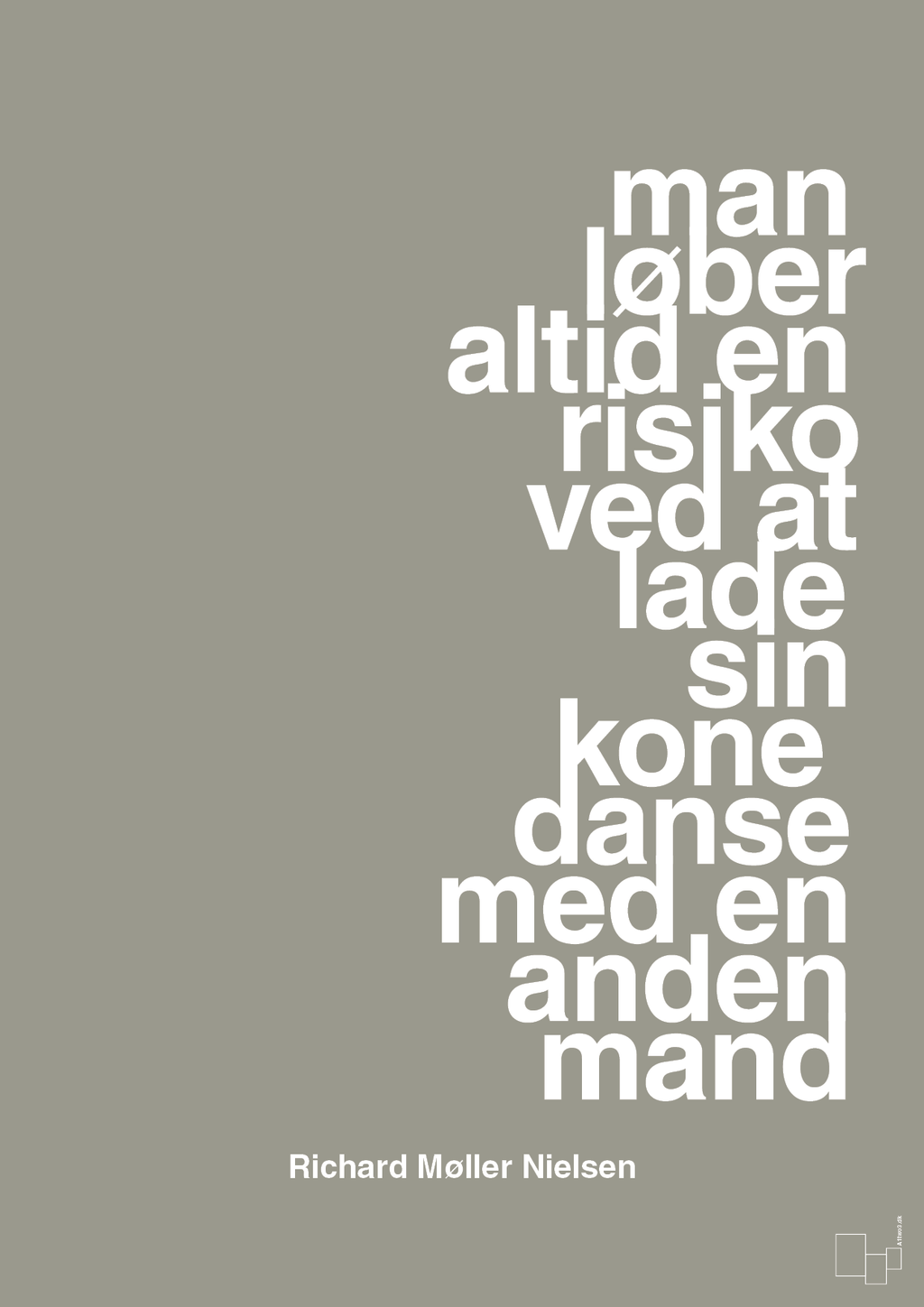 plakat: man løber altid en risiko ved at lade sin kone danse med en anden mand - battleship gray-Fodbold-A1two3
