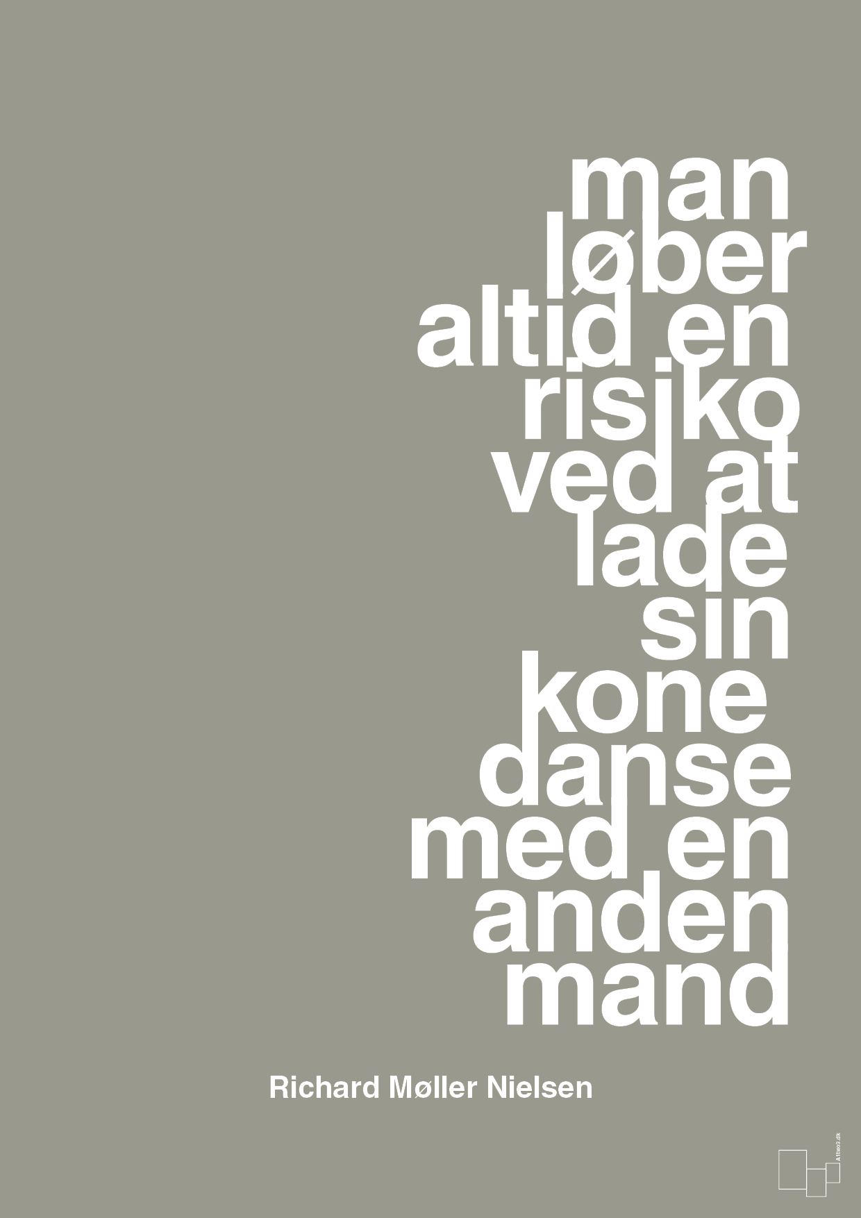plakat: man løber altid en risiko ved at lade sin kone danse med en anden mand - battleship gray-Fodbold-A1two3