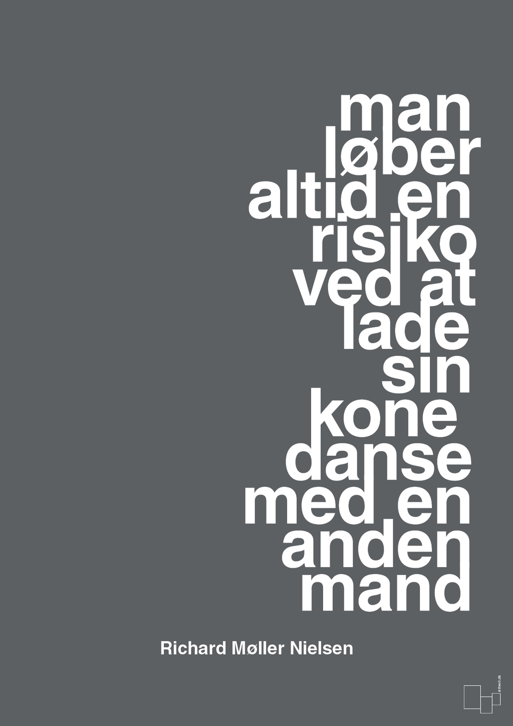 plakat: man løber altid en risiko ved at lade sin kone danse med en anden mand - graphic charcoal-Fodbold-A1two3