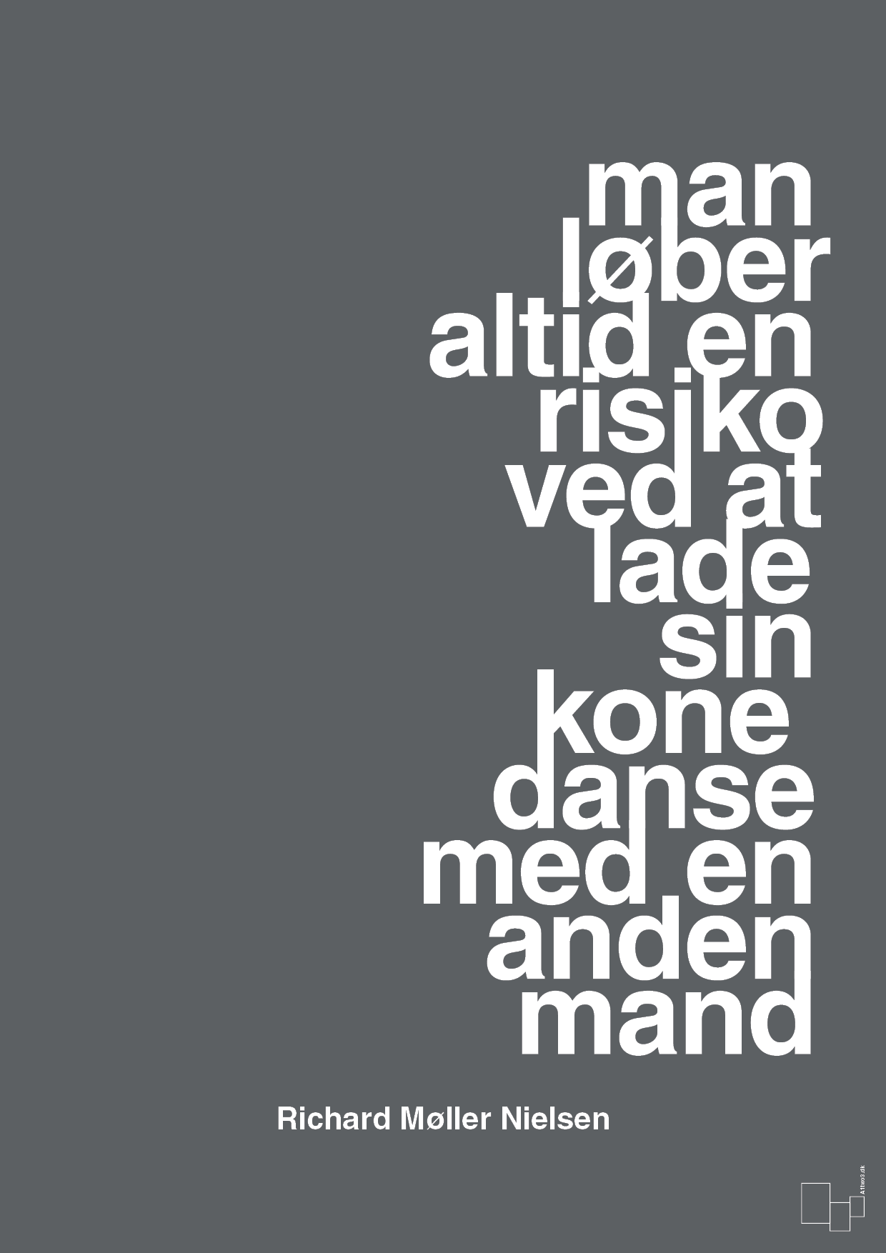 plakat: man løber altid en risiko ved at lade sin kone danse med en anden mand - graphic charcoal-Fodbold-A1two3