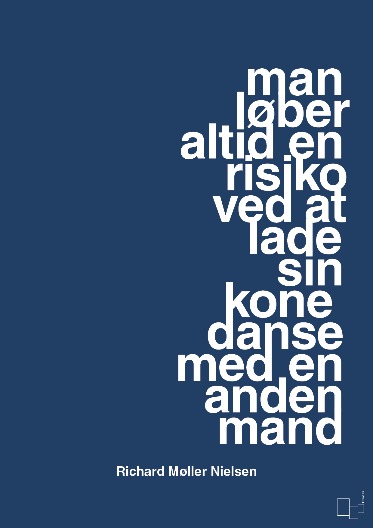 plakat: man løber altid en risiko ved at lade sin kone danse med en anden mand - lapis blue-Fodbold-A1two3
