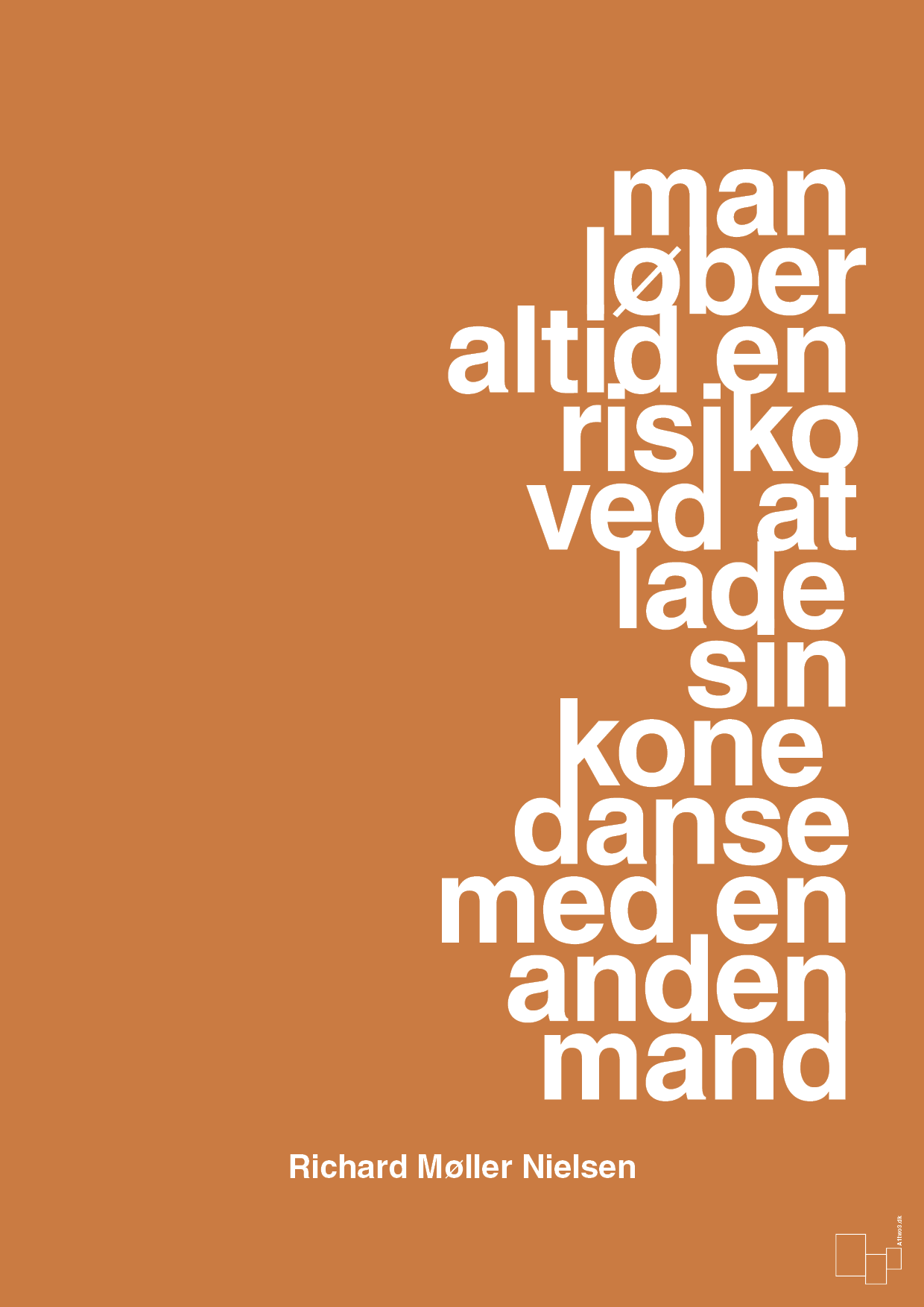 plakat: man løber altid en risiko ved at lade sin kone danse med en anden mand - rumba orange-Fodbold-A1two3