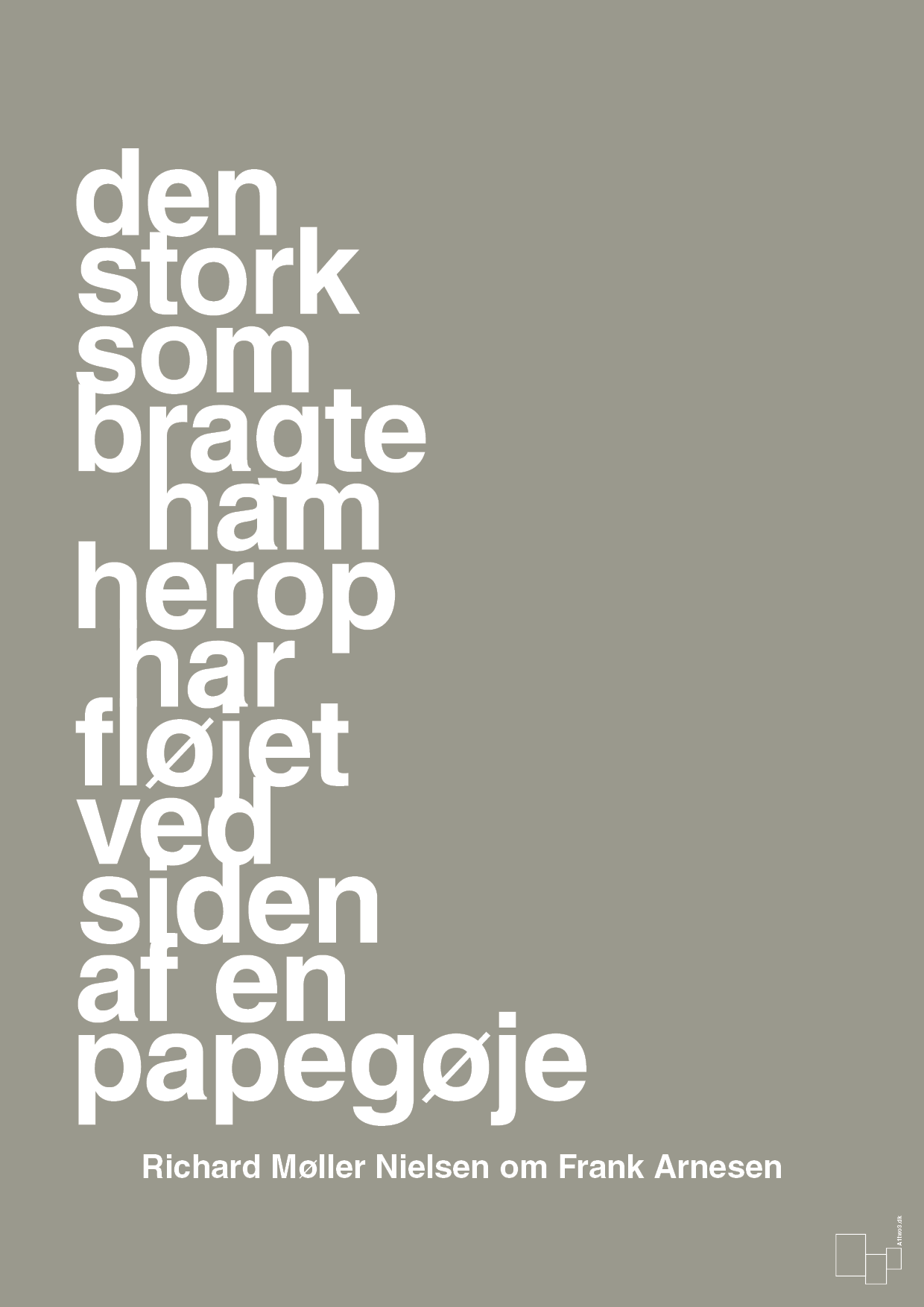 plakat: den stork som bragte ham herop har fløjet ved siden af en papegøje - battleship gray-Fodbold-A1two3