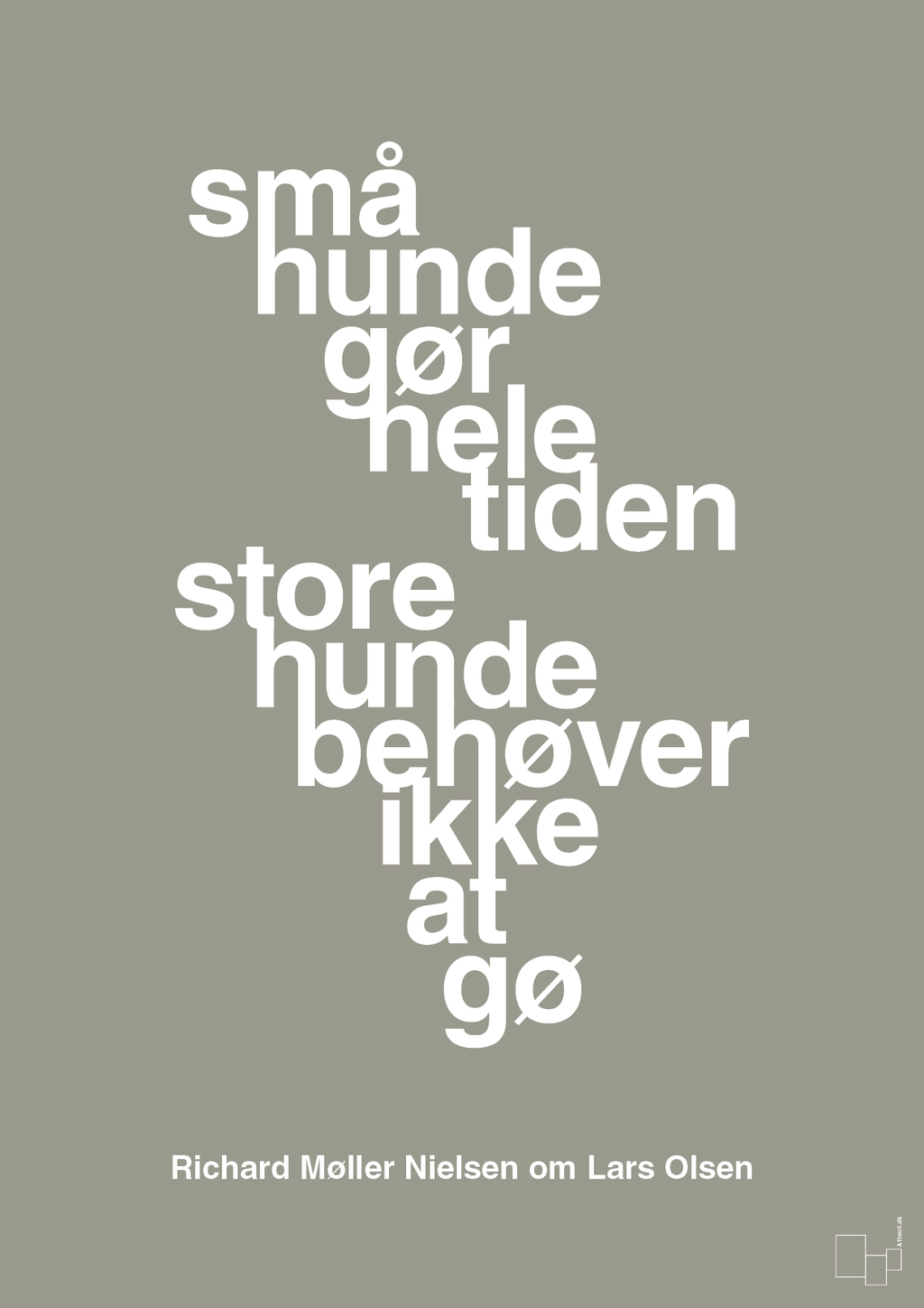 plakat: små hunde gør hele tiden store hunde behøver ikke at gø - battleship gray-Fodbold-A1two3
