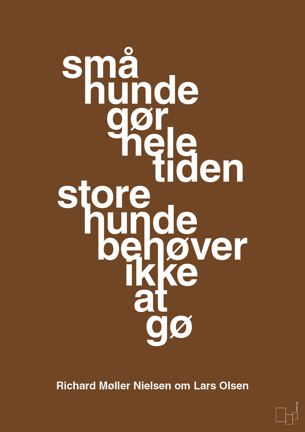plakat: små hunde gør hele tiden store hunde behøver ikke at gø - dark brown-Fodbold-A1two3