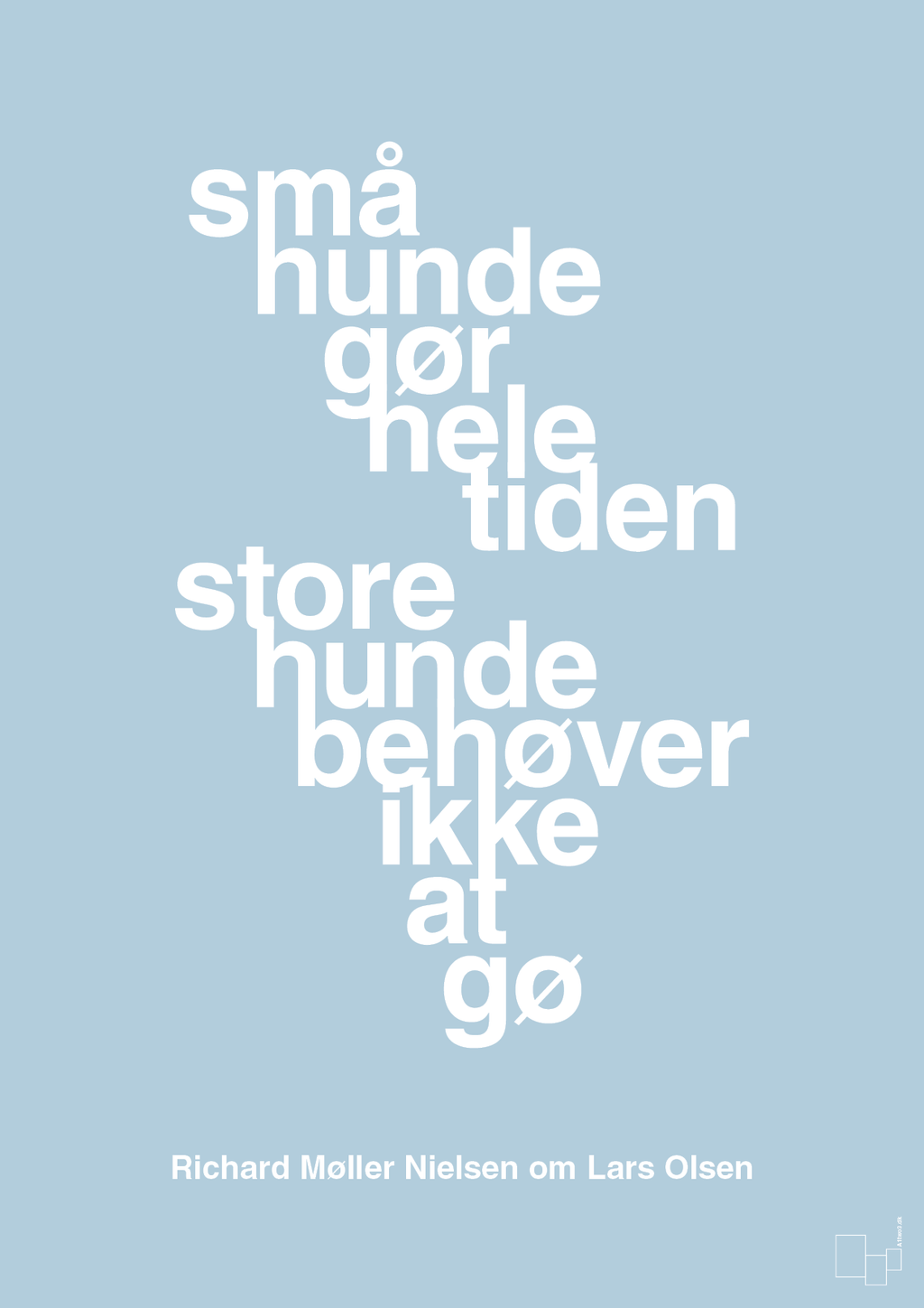 plakat: små hunde gør hele tiden store hunde behøver ikke at gø - heavenly blue-Fodbold-A1two3