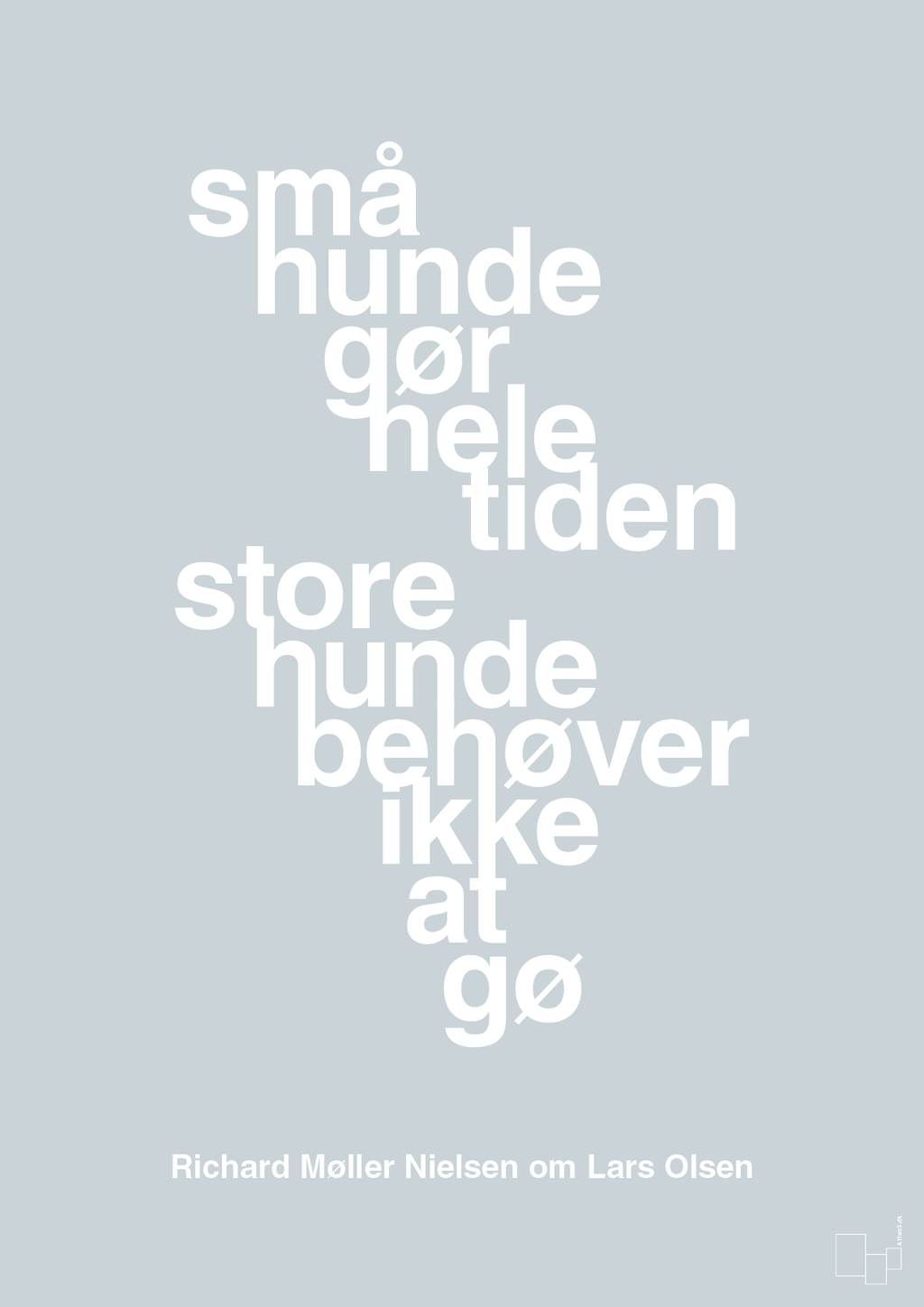 plakat: små hunde gør hele tiden store hunde behøver ikke at gø - light drizzle-Fodbold-A1two3