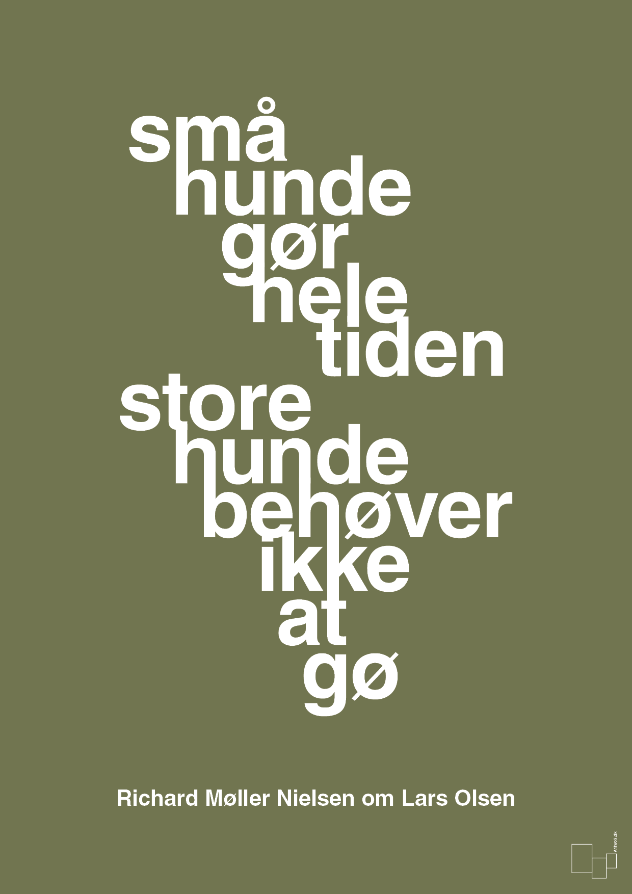 plakat: små hunde gør hele tiden store hunde behøver ikke at gø - secret meadow-Fodbold-A1two3