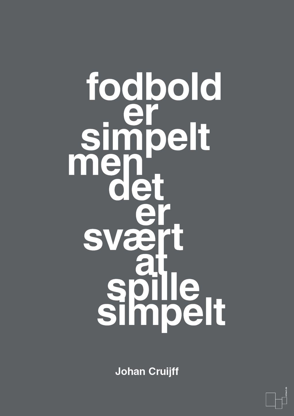 plakat: fodbold er simpelt men det er svært at spille simpelt - graphic charcoal-Fodbold-A1two3