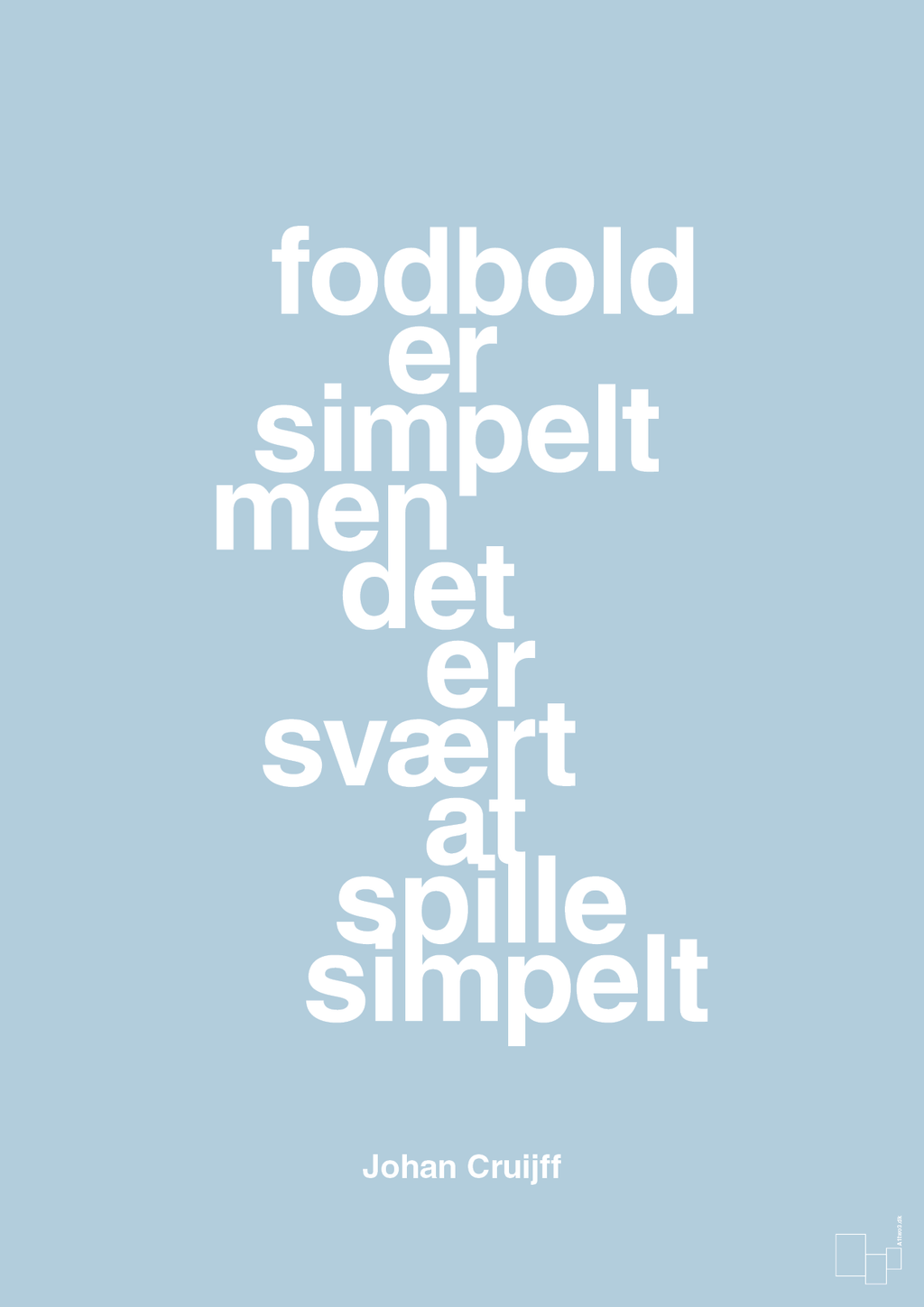 plakat: fodbold er simpelt men det er svært at spille simpelt - heavenly blue-Fodbold-A1two3