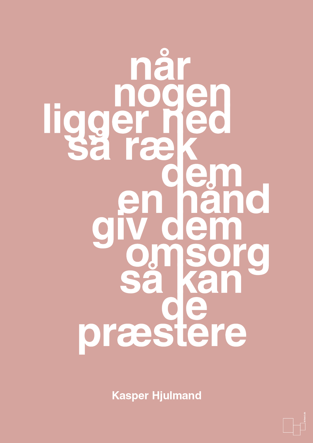 plakat: når nogen ligger ned så ræk dem en hånd og giv dem omsorg så kan de præstere - bubble shell-Fodbold-A1two3