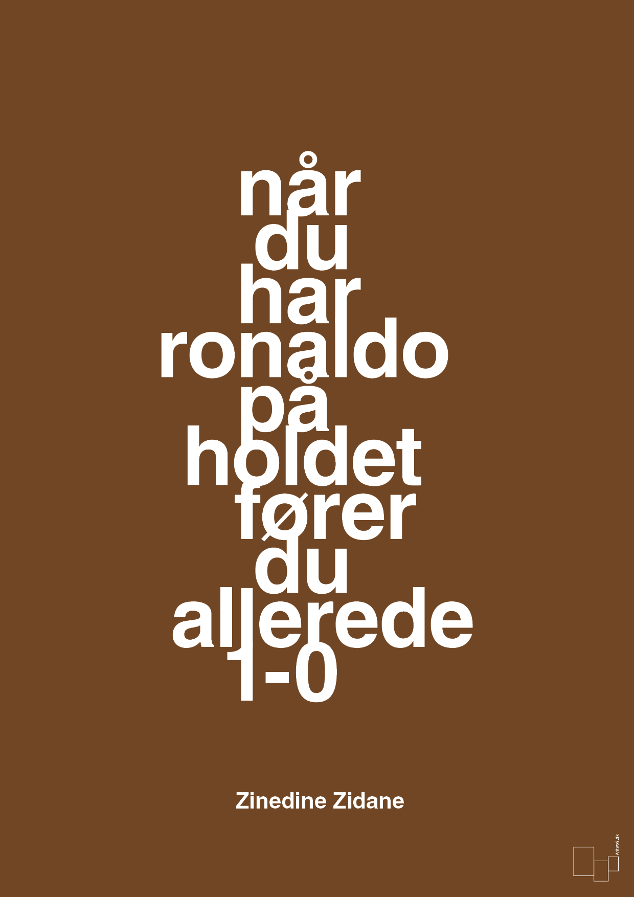 plakat: når du har ronaldo på holdet fører du allerede 1-0 - dark brown-Fodbold-A1two3