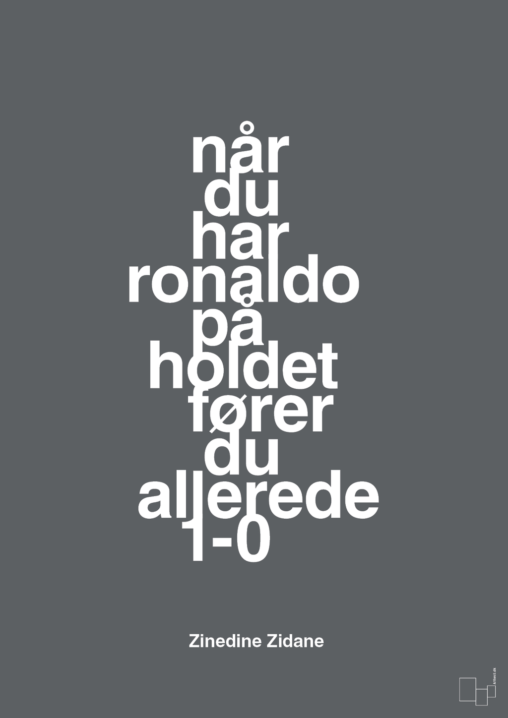 plakat: når du har ronaldo på holdet fører du allerede 1-0 - graphic charcoal-Fodbold-A1two3