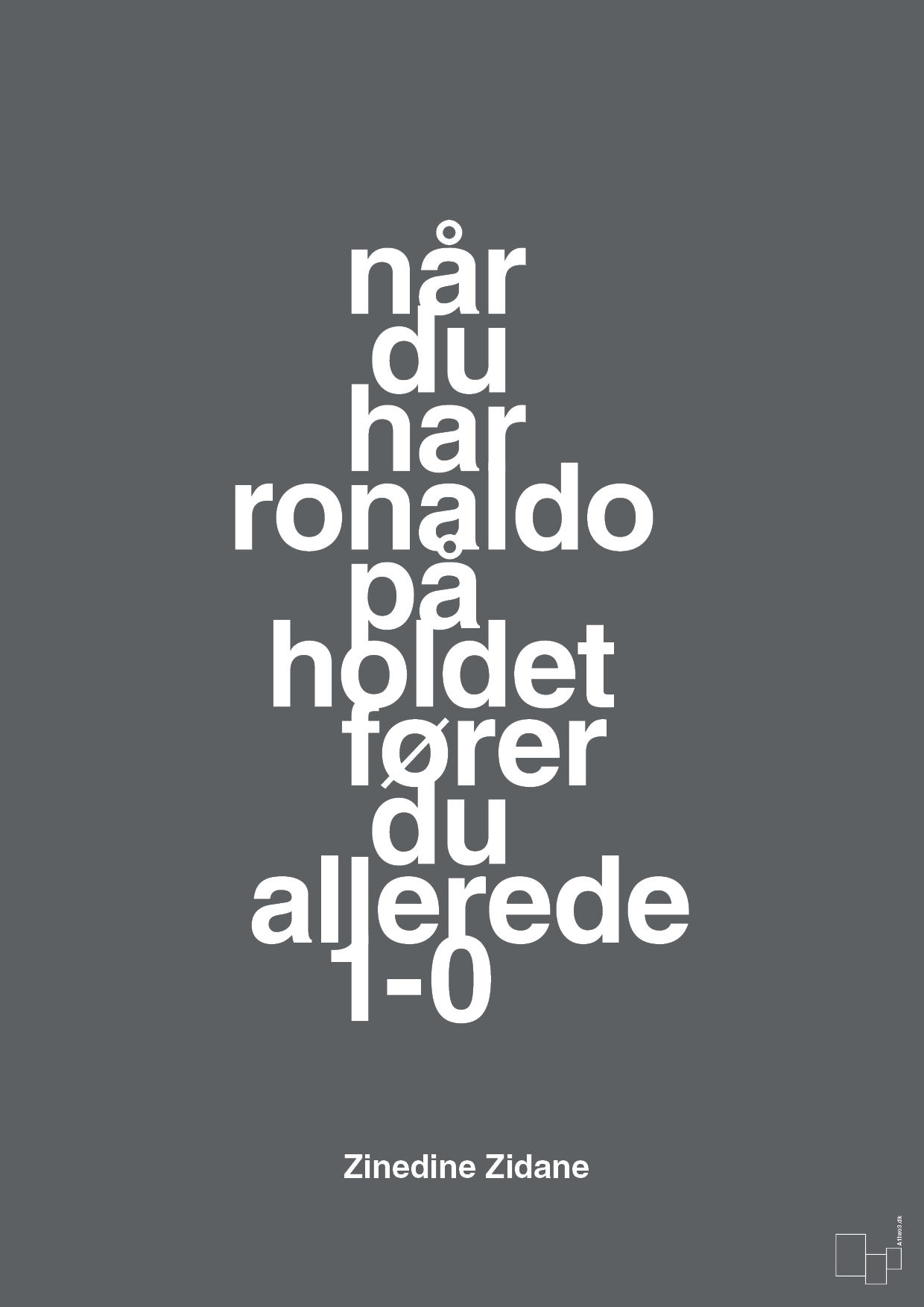 plakat: når du har ronaldo på holdet fører du allerede 1-0 - graphic charcoal-Fodbold-A1two3