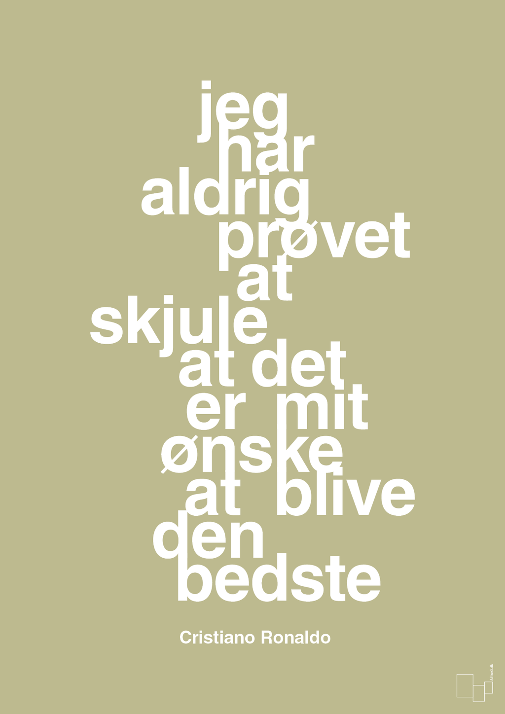 plakat: jeg har aldrig prøvet at skjule at det er mit ønske at blive den bedste - back to nature-Fodbold-A1two3