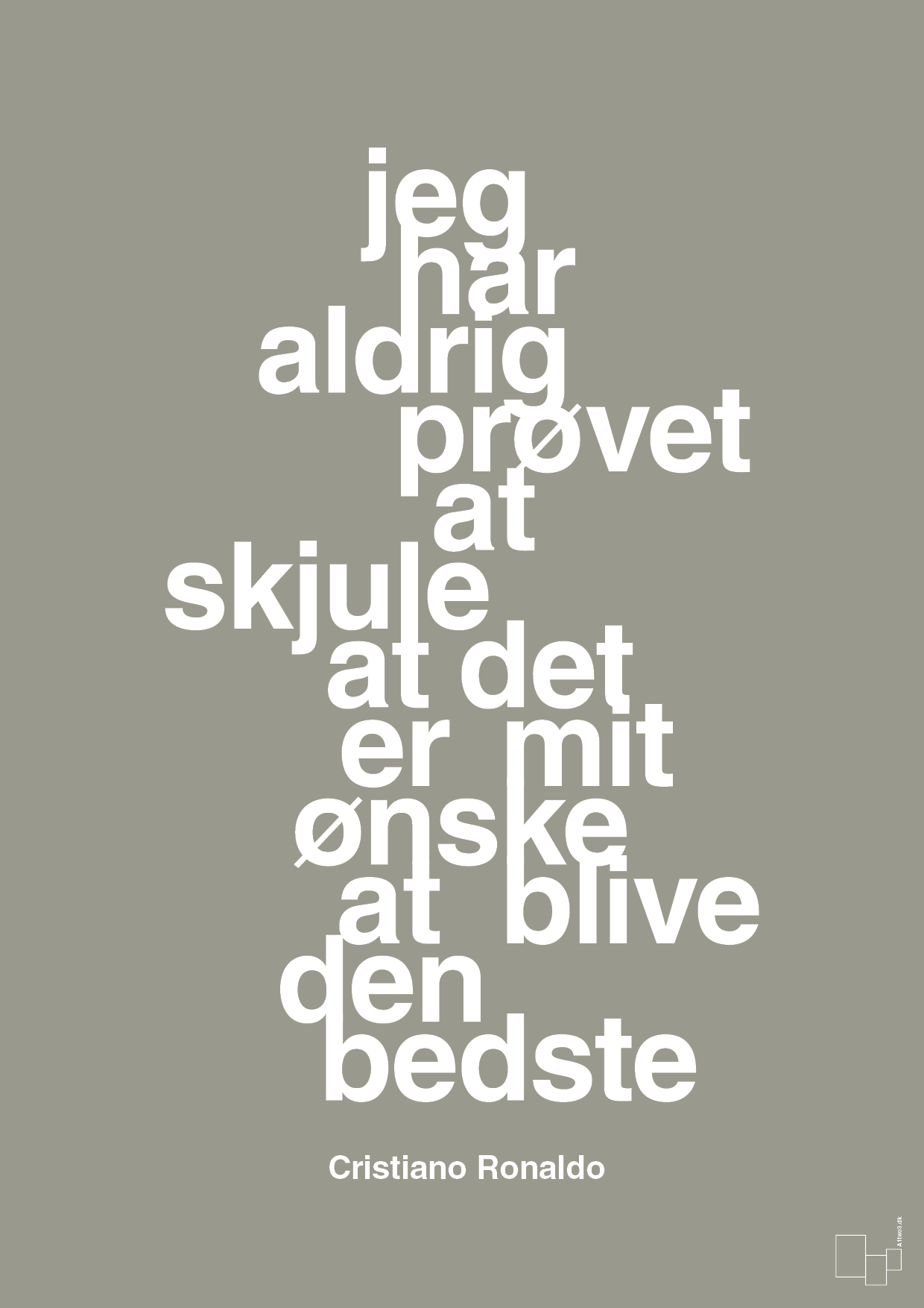 plakat: jeg har aldrig prøvet at skjule at det er mit ønske at blive den bedste - battleship gray-Fodbold-A1two3