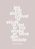 plakat: jeg har aldrig prøvet at skjule at det er mit ønske at blive den bedste - broken beige-Fodbold-A1two3