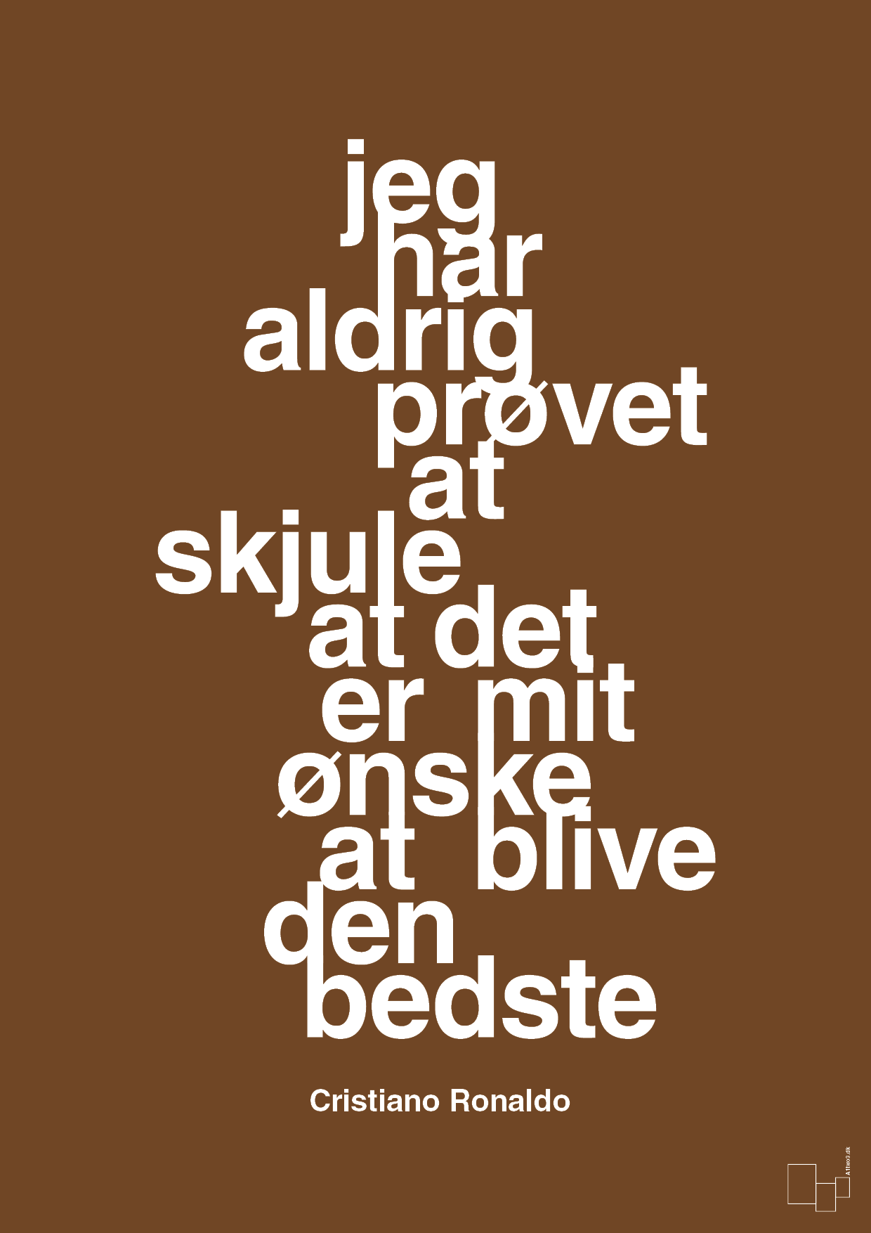 plakat: jeg har aldrig prøvet at skjule at det er mit ønske at blive den bedste - dark brown-Fodbold-A1two3