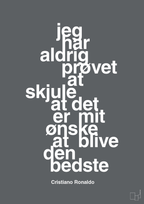 plakat: jeg har aldrig prøvet at skjule at det er mit ønske at blive den bedste - graphic charcoal-Fodbold-A1two3