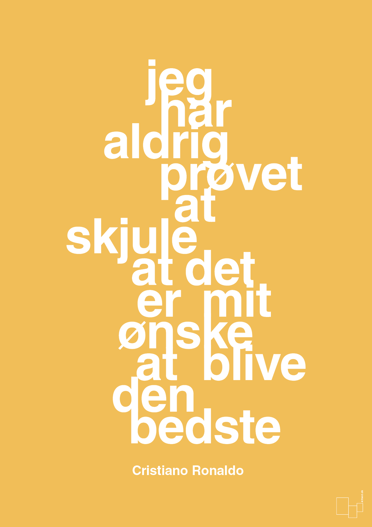 plakat: jeg har aldrig prøvet at skjule at det er mit ønske at blive den bedste - honeycomb-Fodbold-A1two3