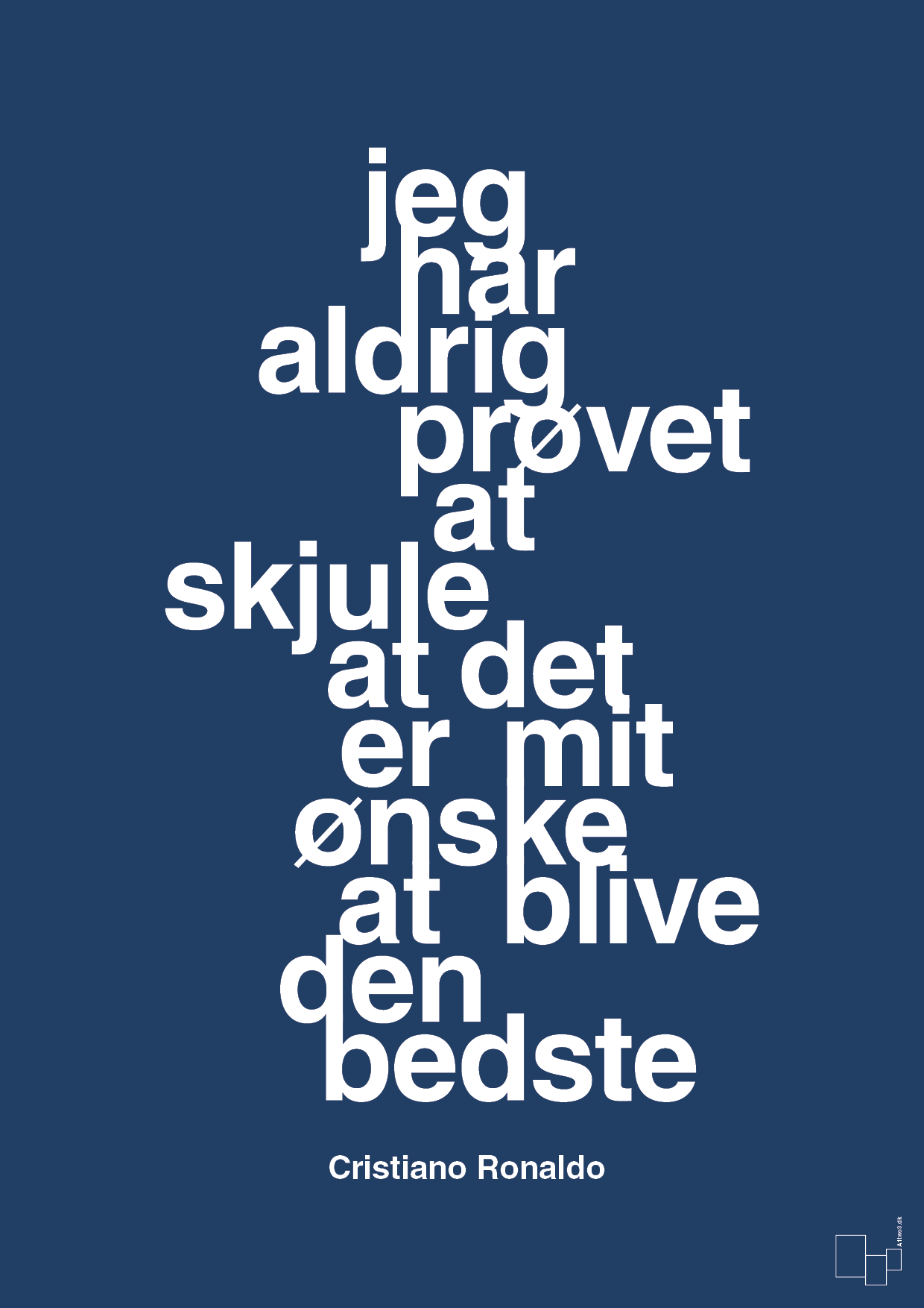 plakat: jeg har aldrig prøvet at skjule at det er mit ønske at blive den bedste - lapis blue-Fodbold-A1two3