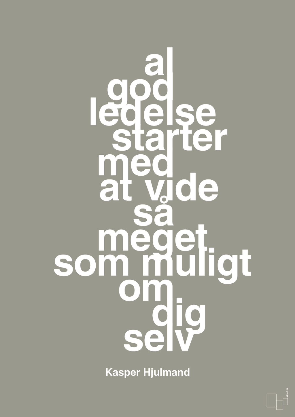 plakat: al god ledelse starter med at vide så meget som muligt om dig selv - battleship gray-Fodbold-A1two3