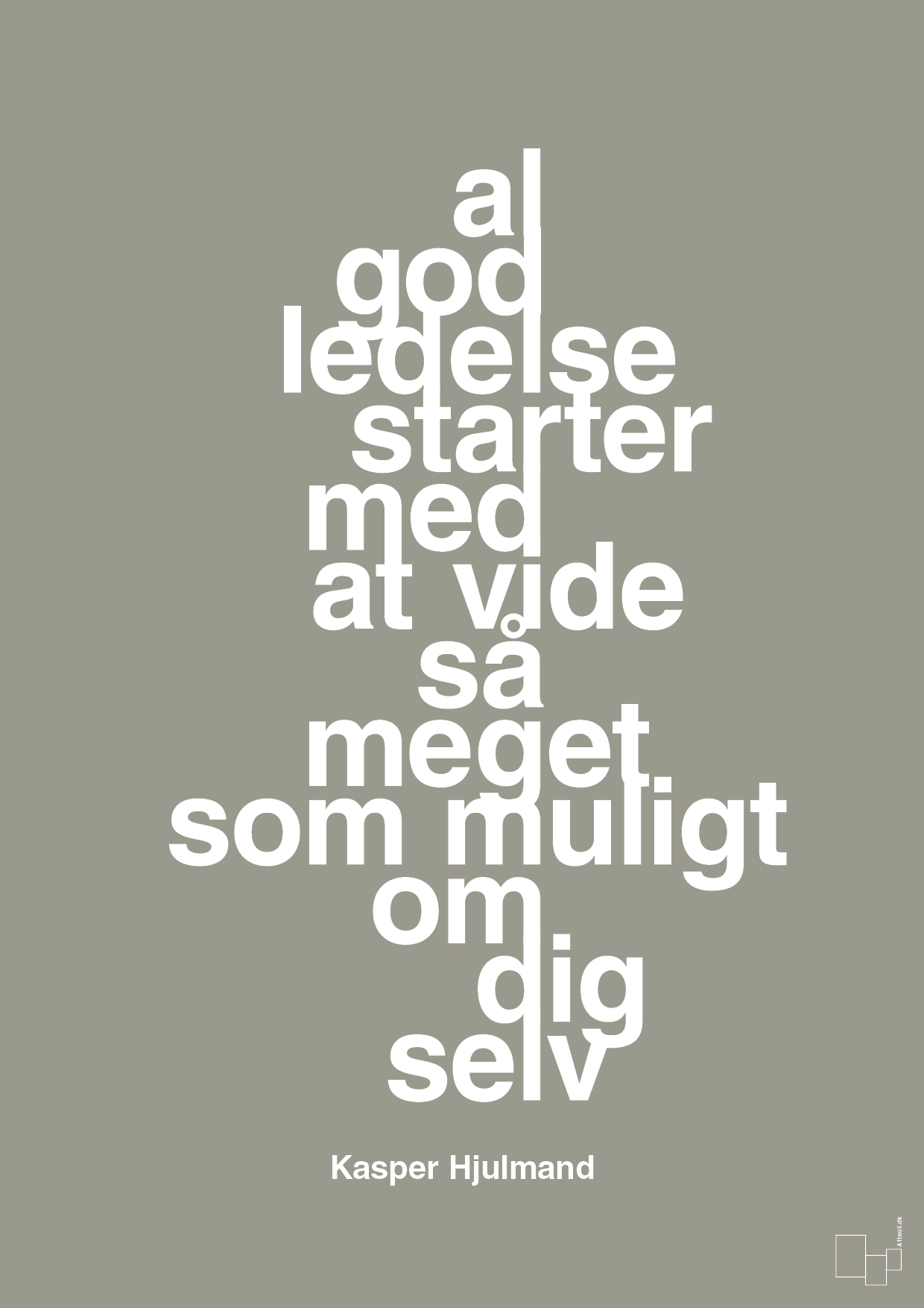 plakat: al god ledelse starter med at vide så meget som muligt om dig selv - battleship gray-Fodbold-A1two3
