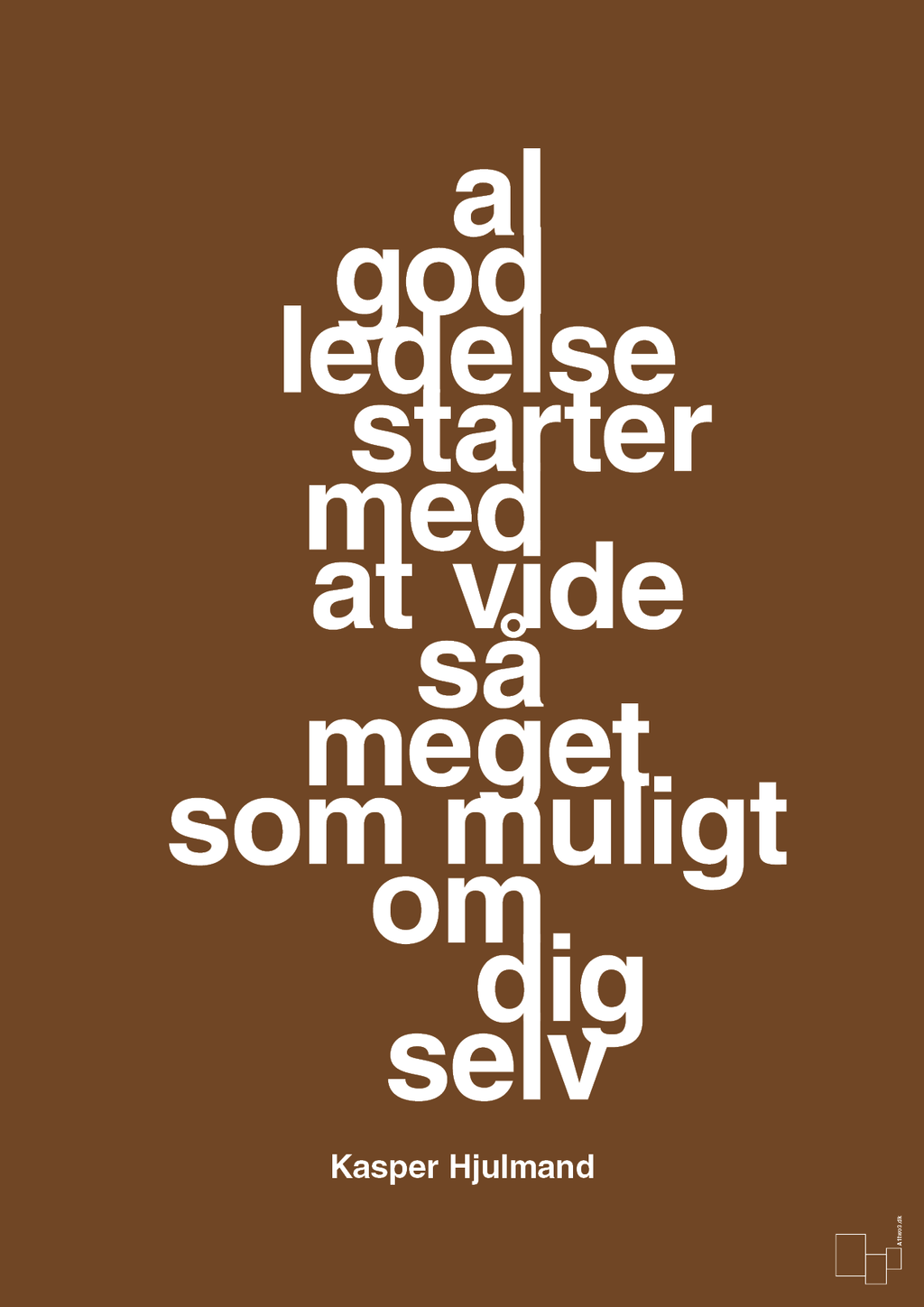 plakat: al god ledelse starter med at vide så meget som muligt om dig selv - dark brown-Fodbold-A1two3