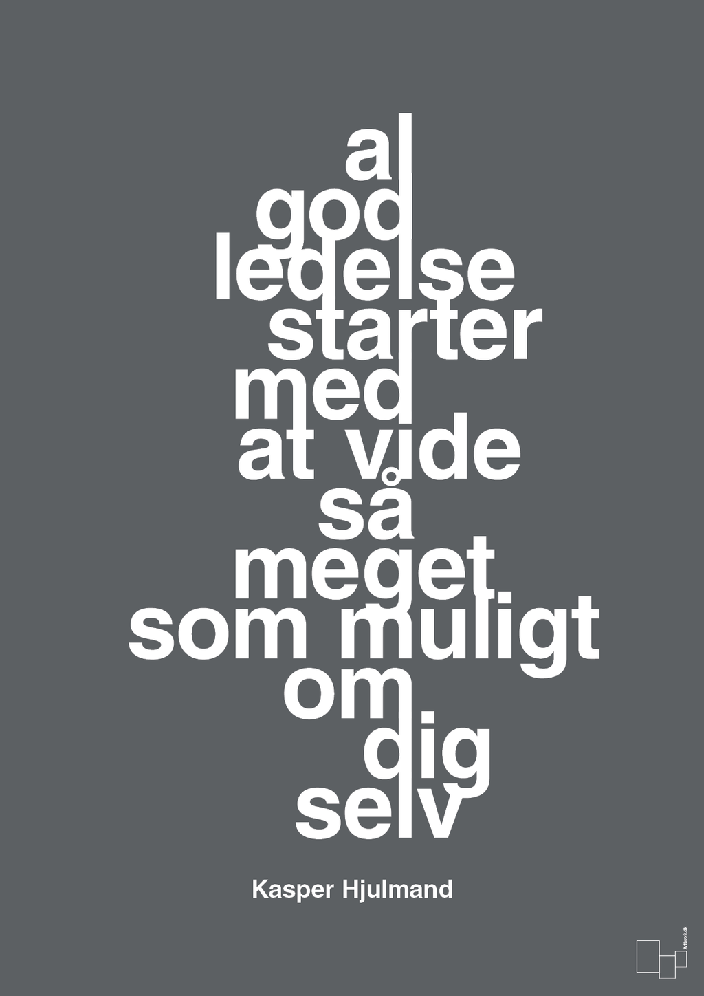 plakat: al god ledelse starter med at vide så meget som muligt om dig selv - graphic charcoal-Fodbold-A1two3