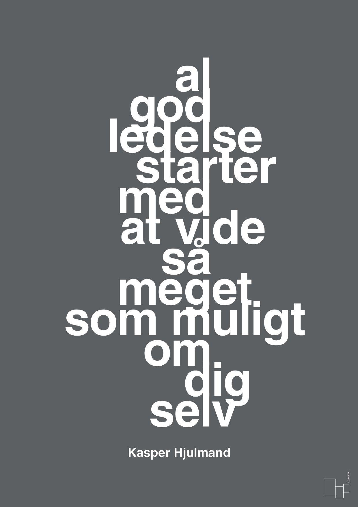 plakat: al god ledelse starter med at vide så meget som muligt om dig selv - graphic charcoal-Fodbold-A1two3