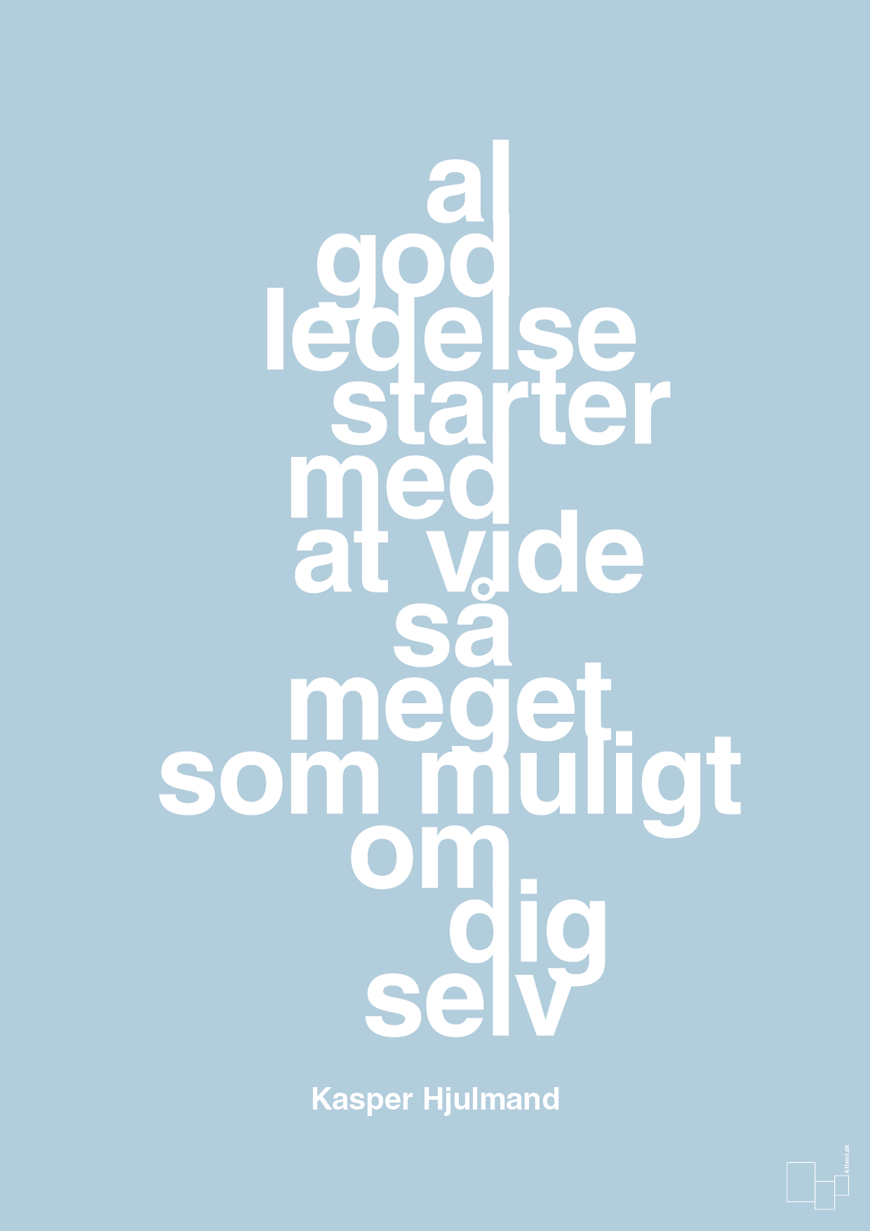 plakat: al god ledelse starter med at vide så meget som muligt om dig selv - heavenly blue-Fodbold-A1two3