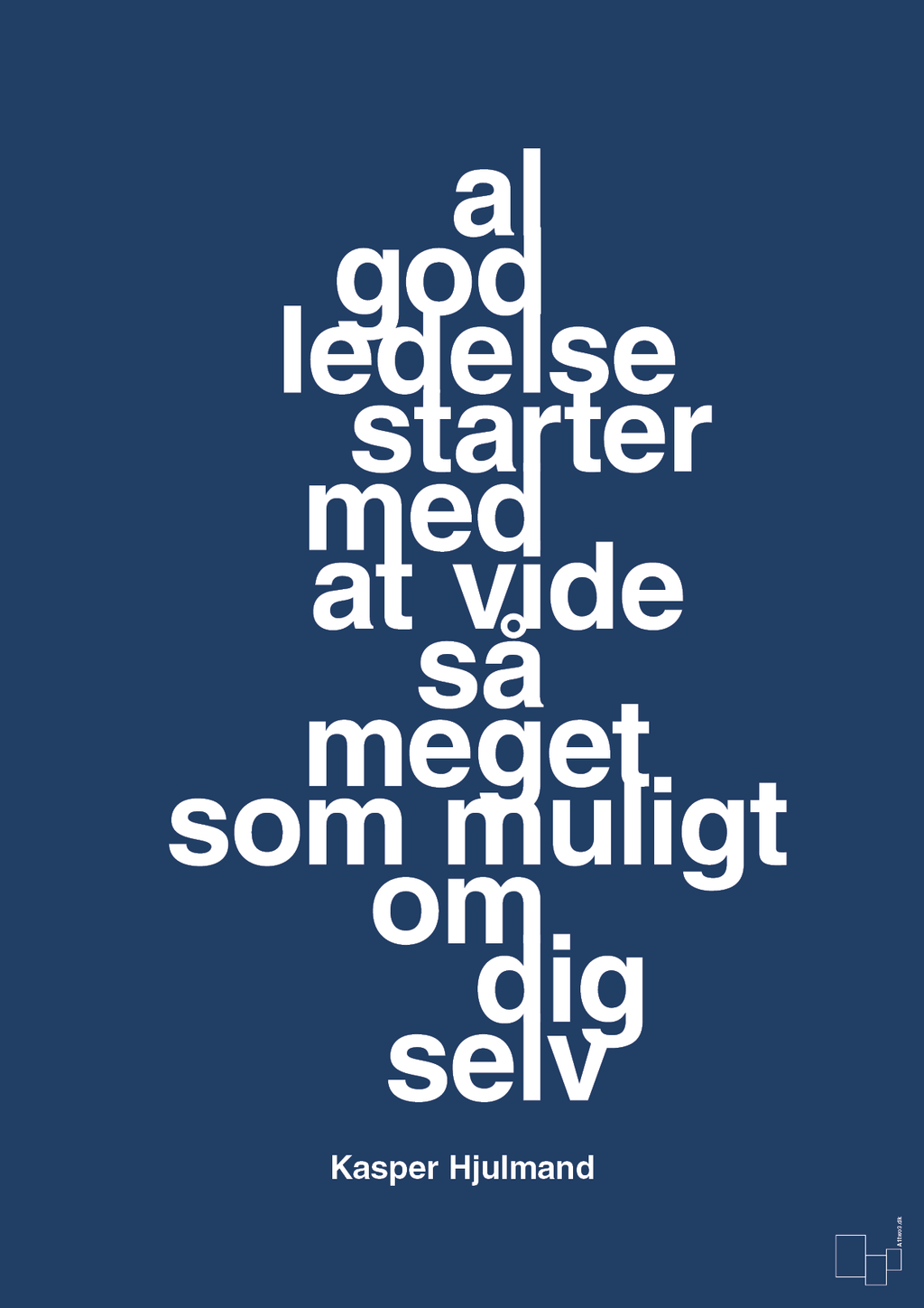 plakat: al god ledelse starter med at vide så meget som muligt om dig selv - lapis blue-Fodbold-A1two3
