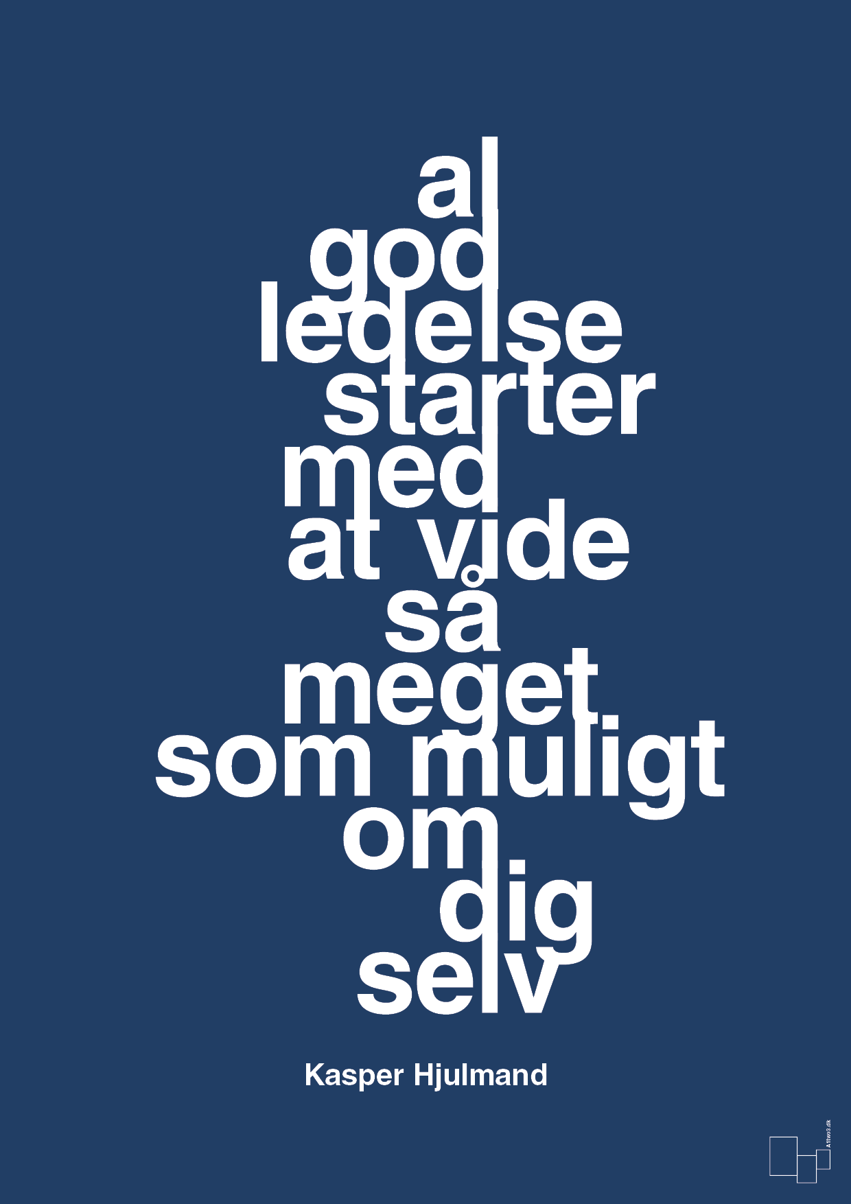 plakat: al god ledelse starter med at vide så meget som muligt om dig selv - lapis blue-Fodbold-A1two3