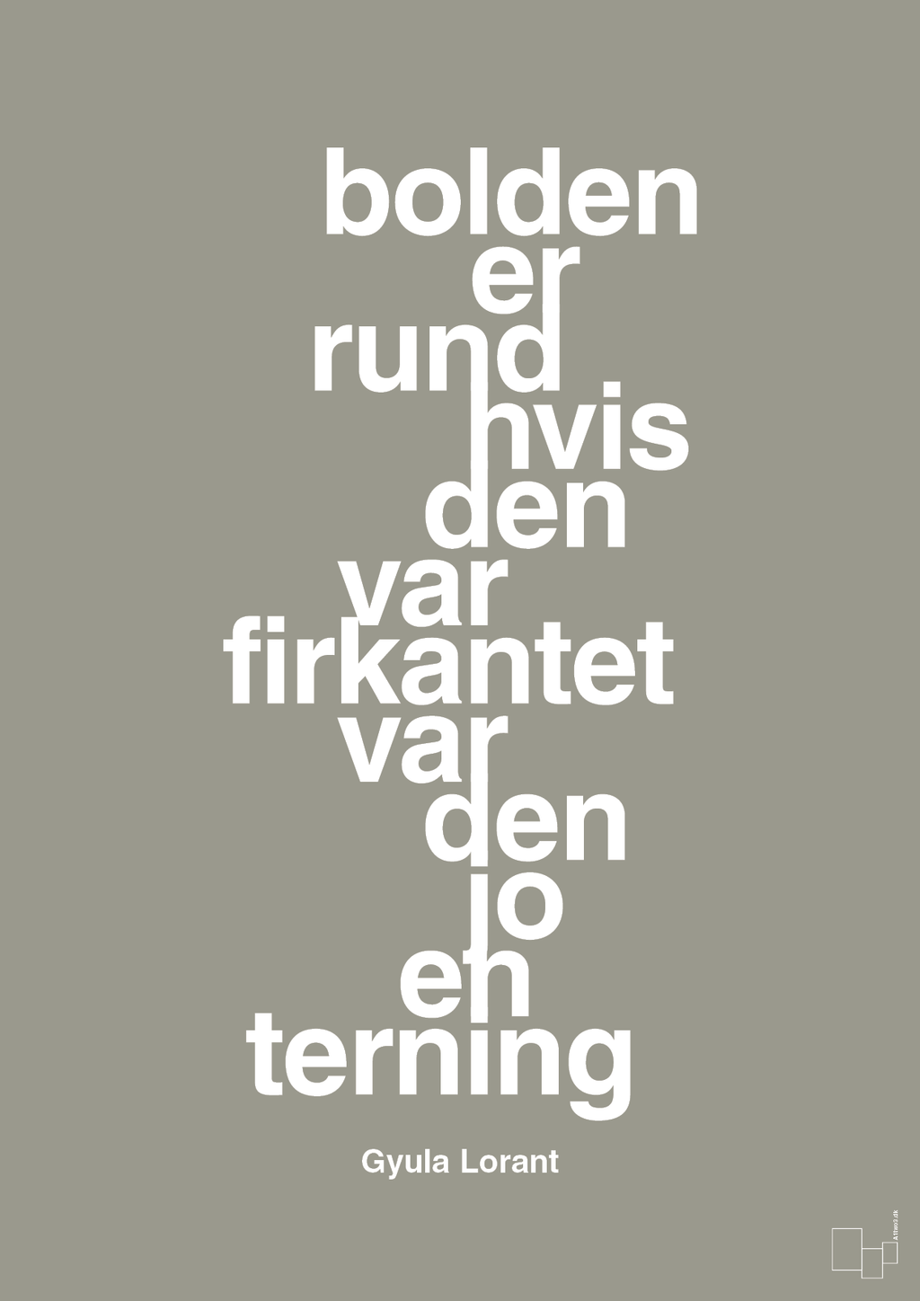 plakat: bolden er rund hvis den var firkantet var den jo en terning - battleship gray-Fodbold-A1two3