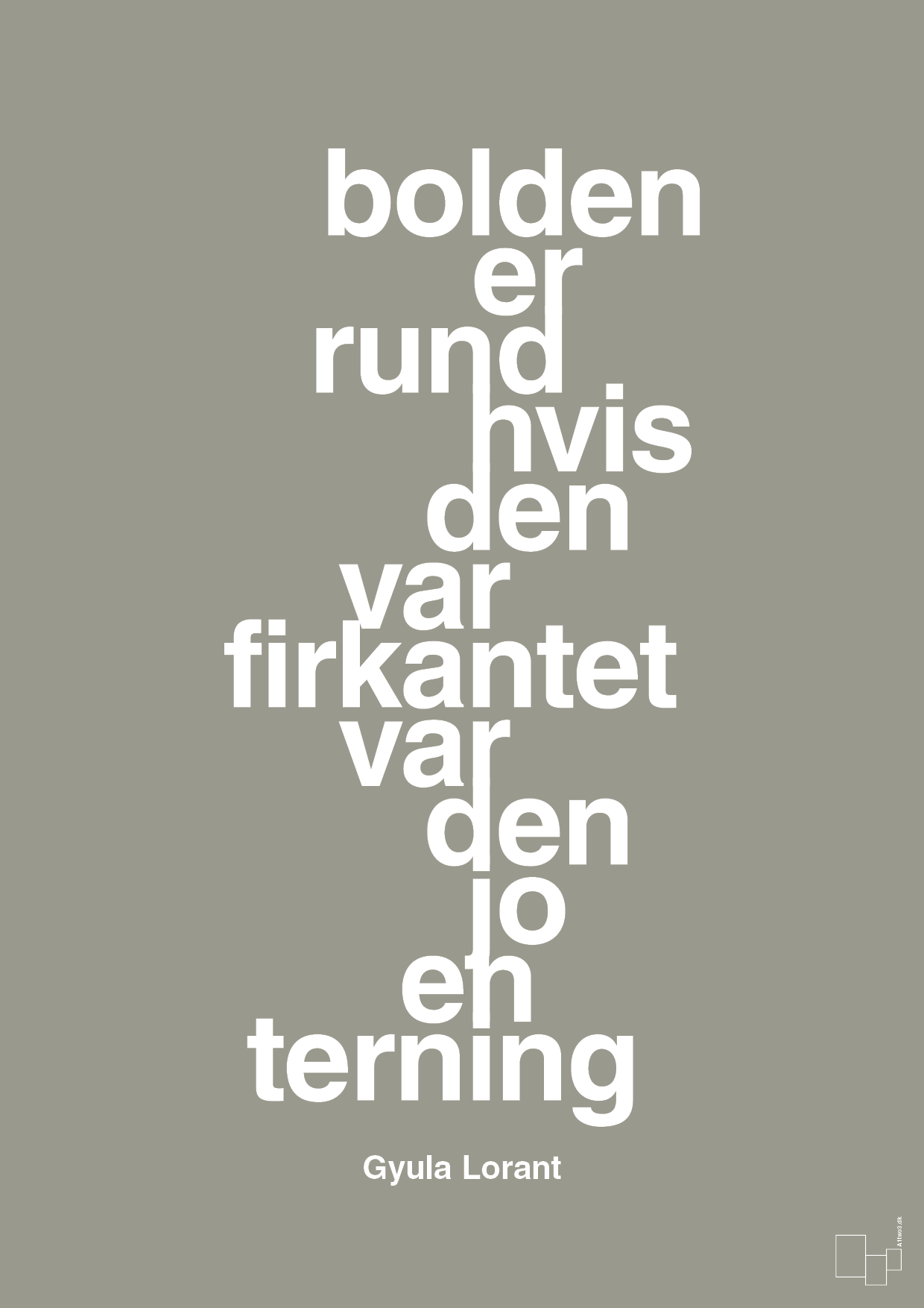 plakat: bolden er rund hvis den var firkantet var den jo en terning - battleship gray-Fodbold-A1two3