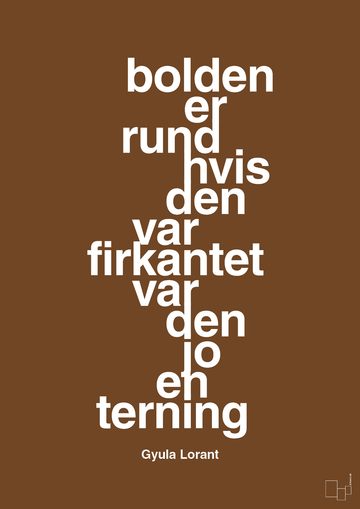 plakat: bolden er rund hvis den var firkantet var den jo en terning - dark brown-Fodbold-A1two3