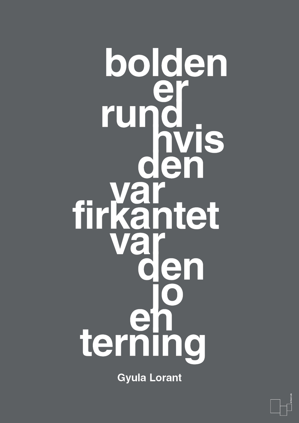 plakat: bolden er rund hvis den var firkantet var den jo en terning - graphic charcoal-Fodbold-A1two3