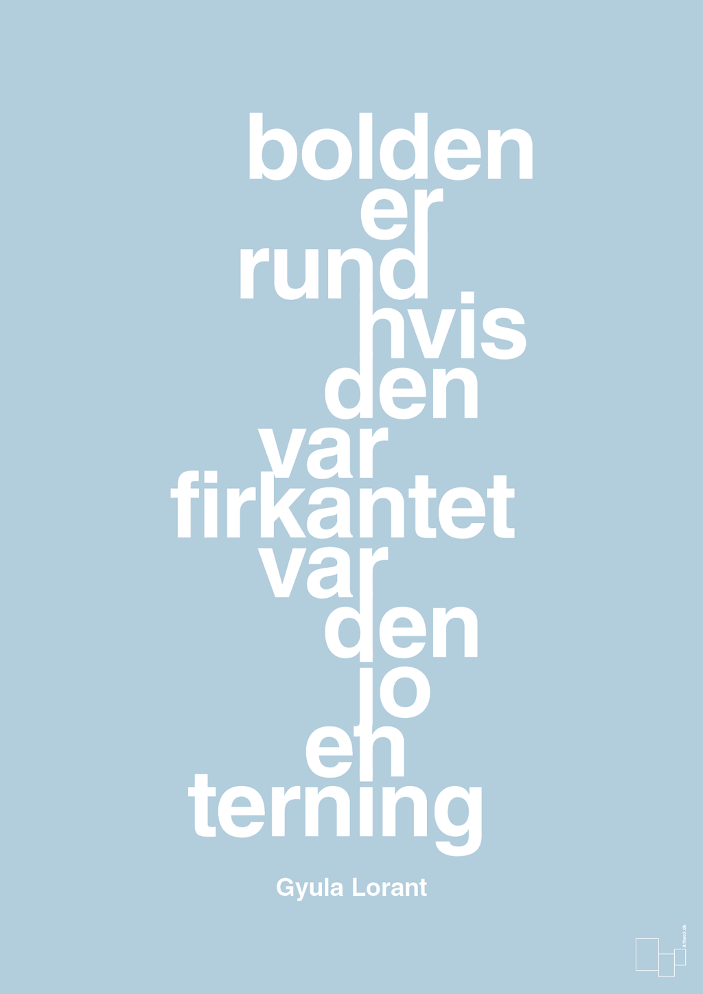 plakat: bolden er rund hvis den var firkantet var den jo en terning - heavenly blue-Fodbold-A1two3