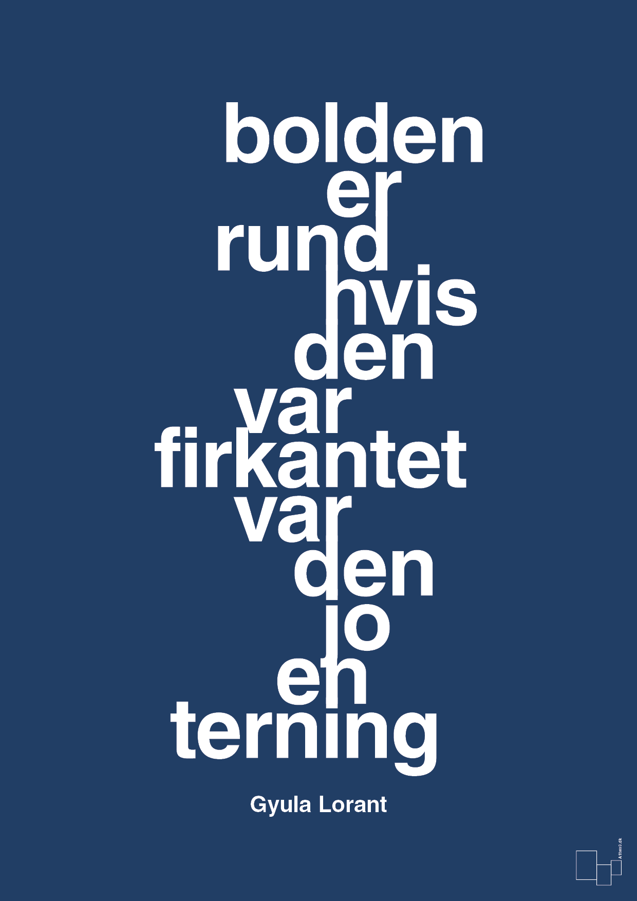plakat: bolden er rund hvis den var firkantet var den jo en terning - lapis blue-Fodbold-A1two3