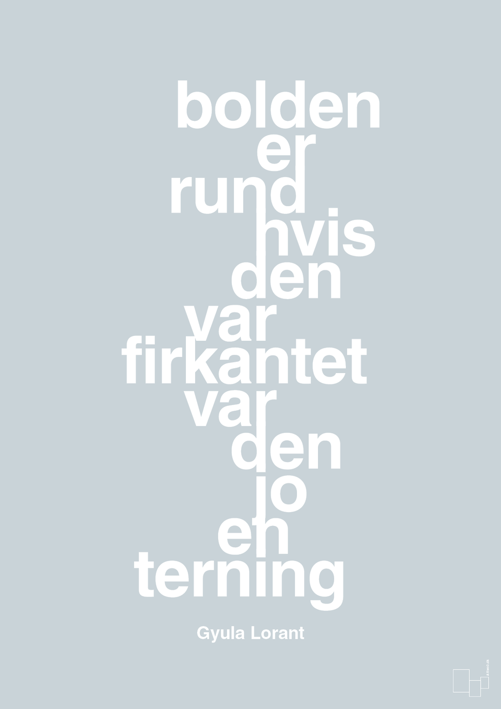 plakat: bolden er rund hvis den var firkantet var den jo en terning - light drizzle-Fodbold-A1two3