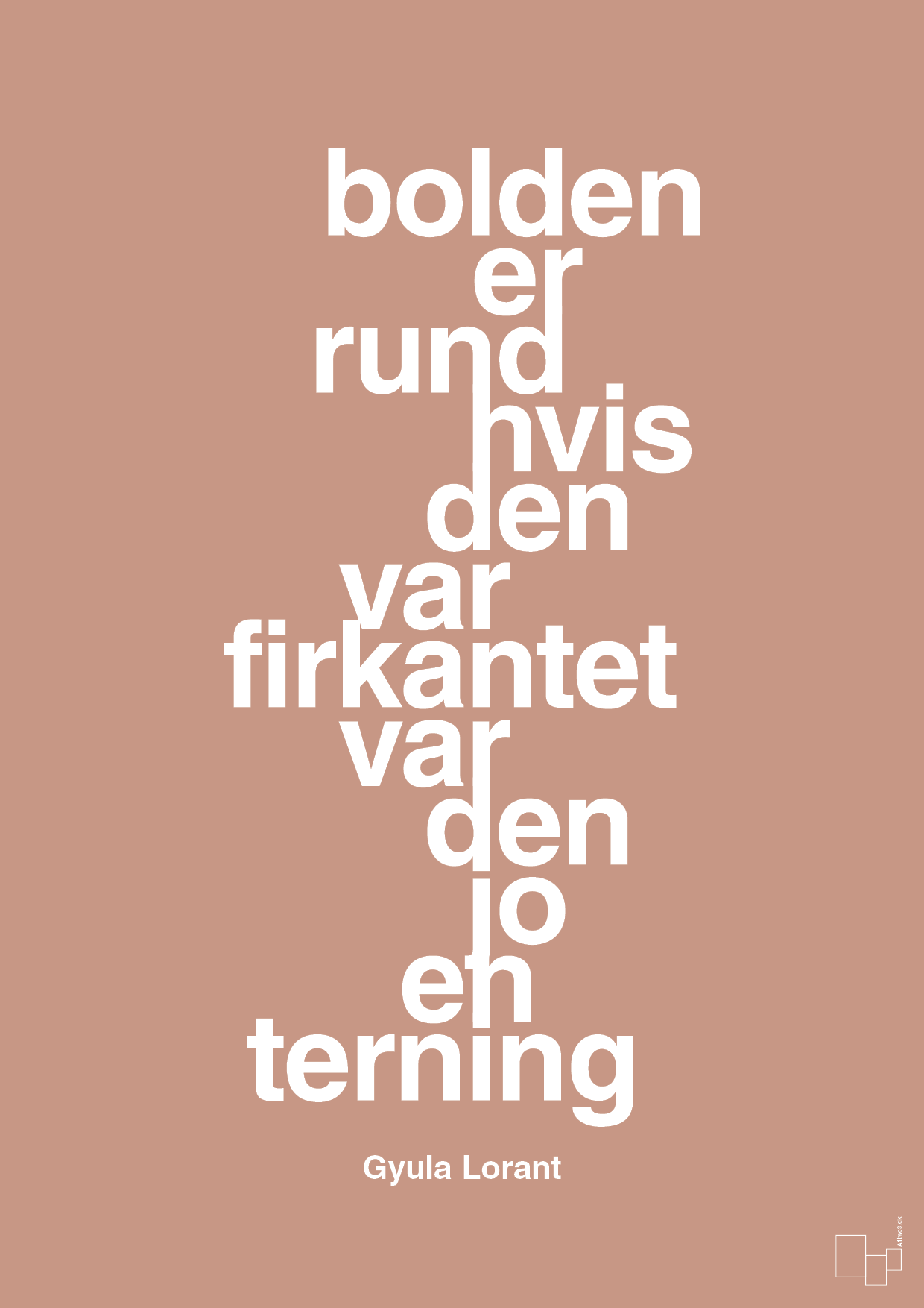 plakat: bolden er rund hvis den var firkantet var den jo en terning - powder-Fodbold-A1two3