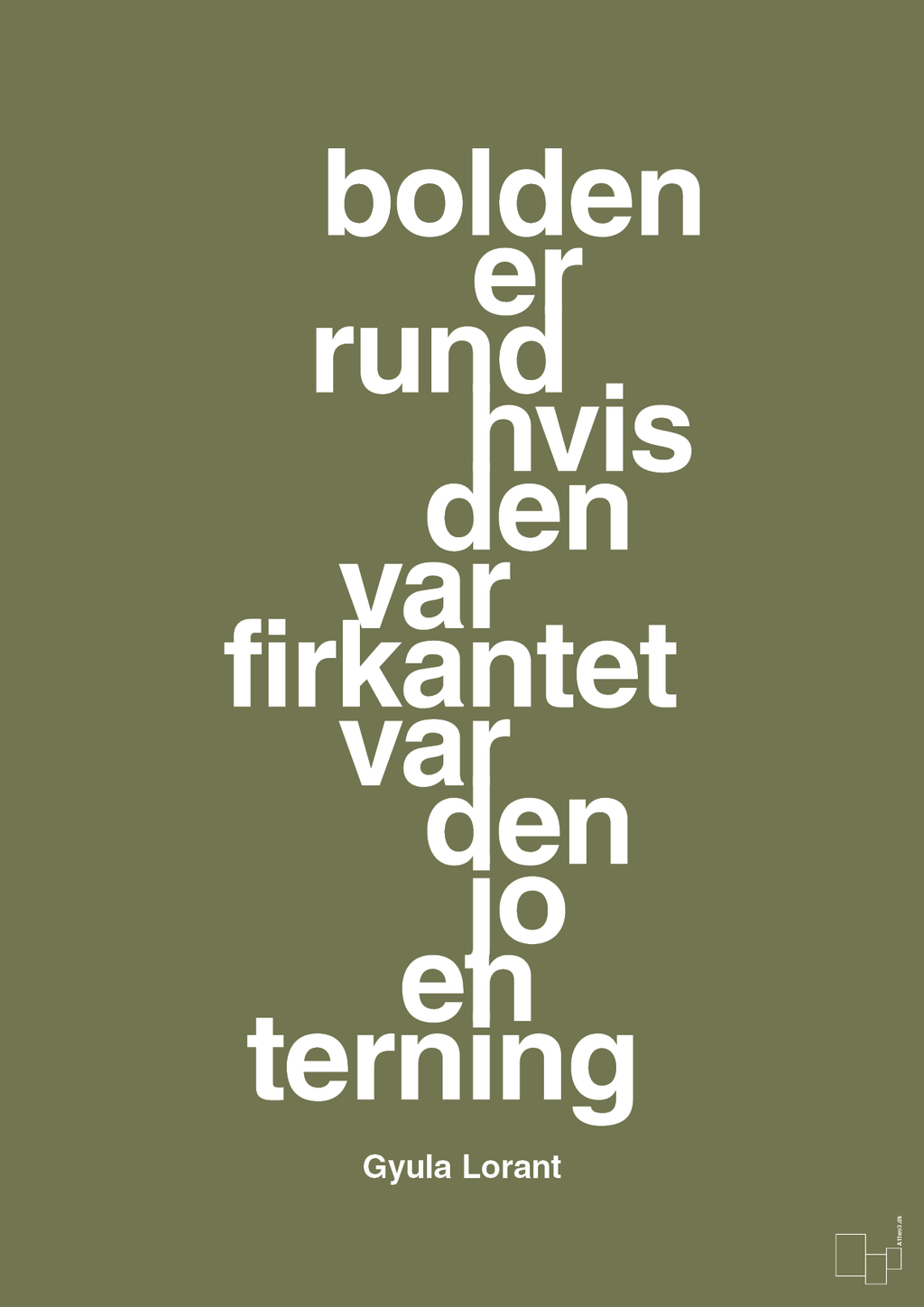 plakat: bolden er rund hvis den var firkantet var den jo en terning - secret meadow-Fodbold-A1two3