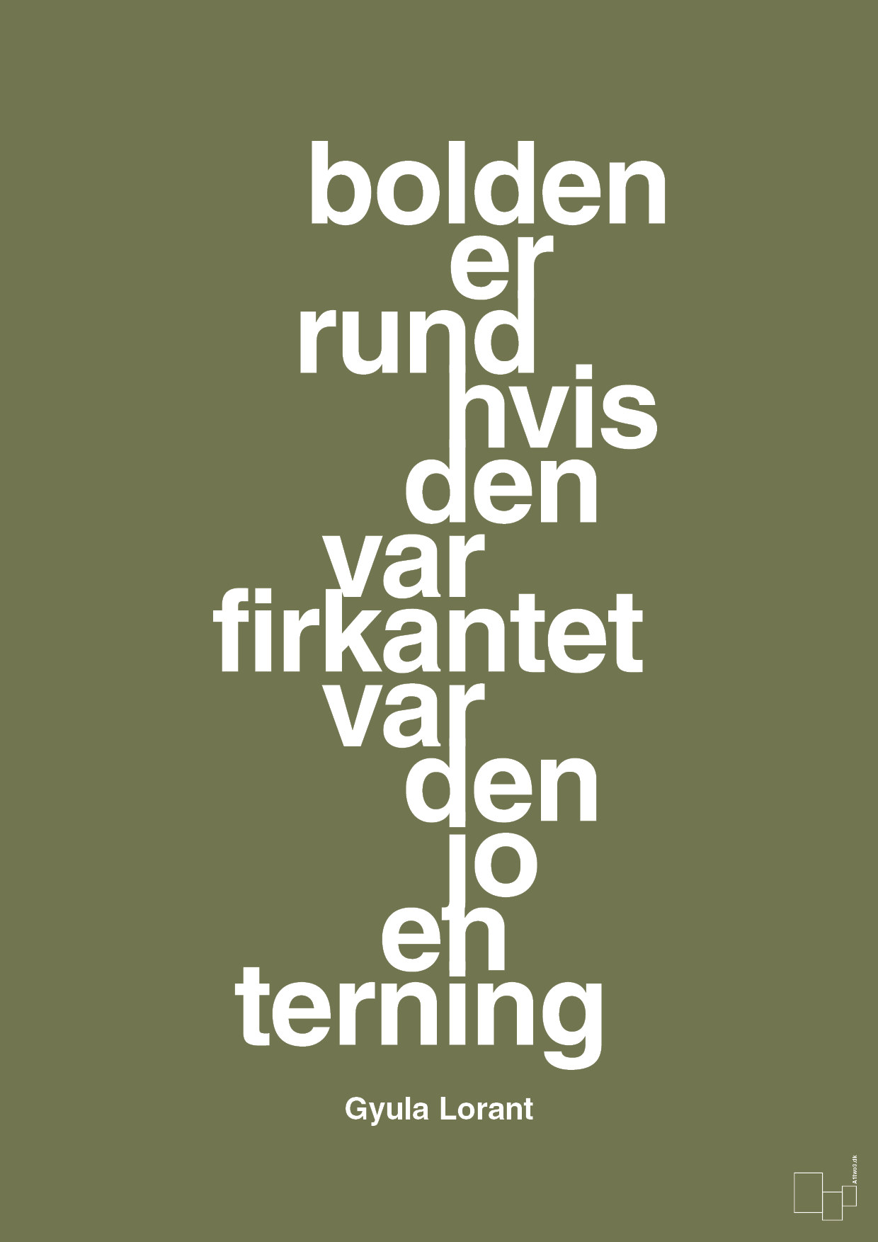 plakat: bolden er rund hvis den var firkantet var den jo en terning - secret meadow-Fodbold-A1two3