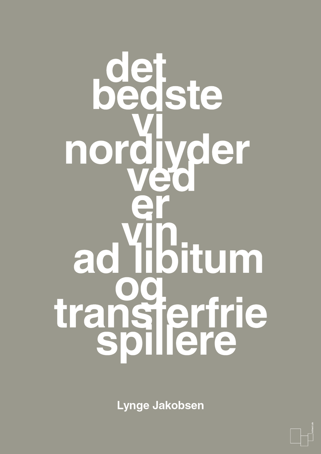 plakat: det bedste vi nordjyder ved er vin ad libitum og transferfrie spillere - battleship gray-Fodbold-A1two3