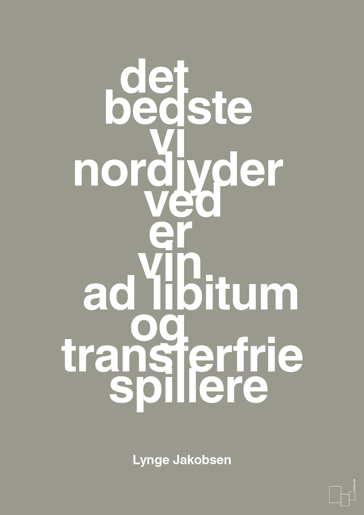 plakat: det bedste vi nordjyder ved er vin ad libitum og transferfrie spillere - battleship gray-Fodbold-A1two3